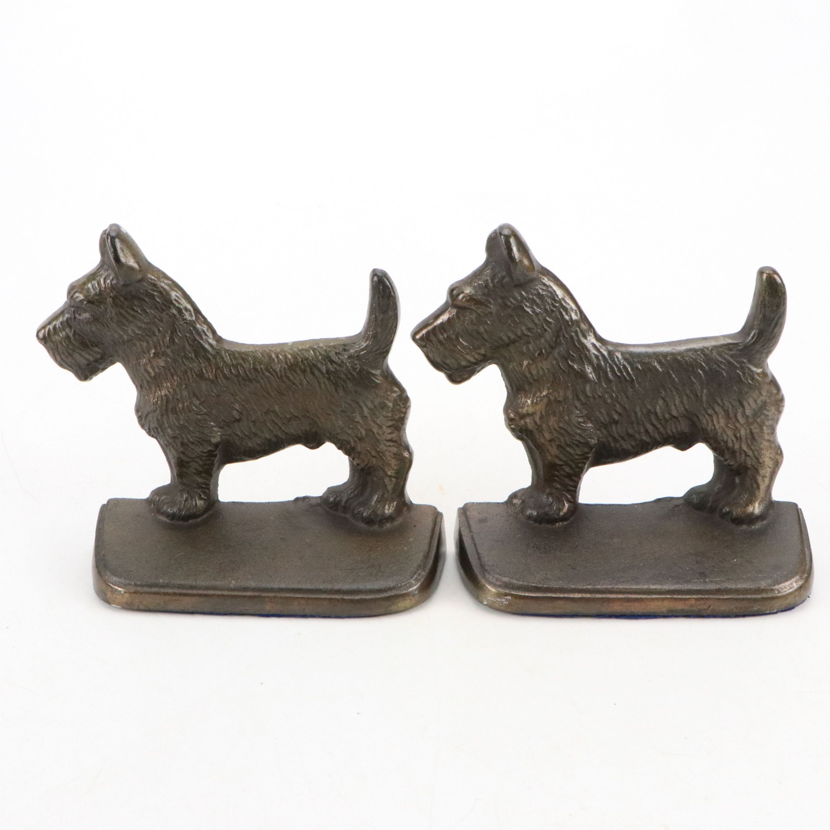 Art Deco Style Scottish Terrier Cast Metal Bookends, Early to Mid-20th Century