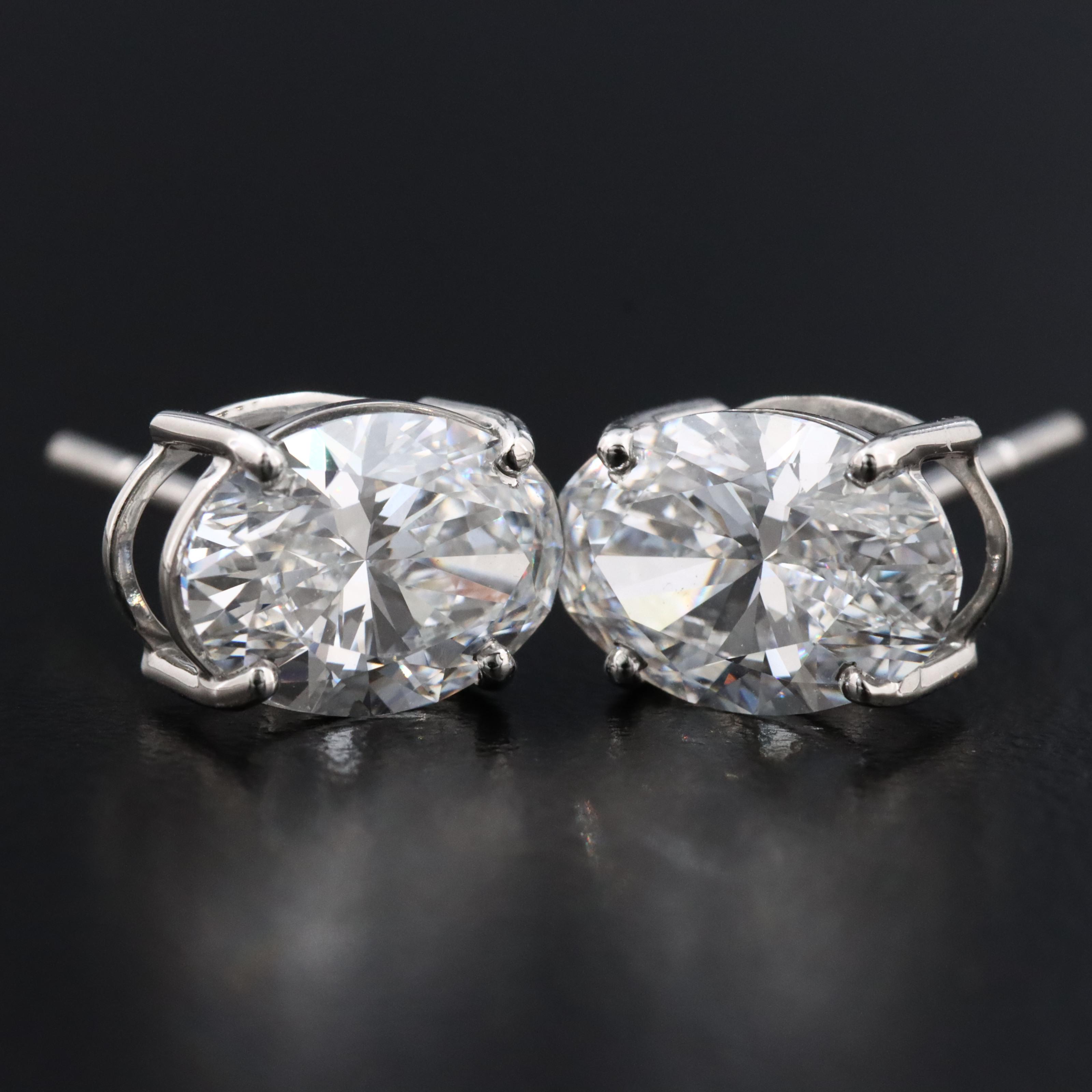 14K 3.20 CTW Lab Grown Diamond Stud Earrings with IGI Reports