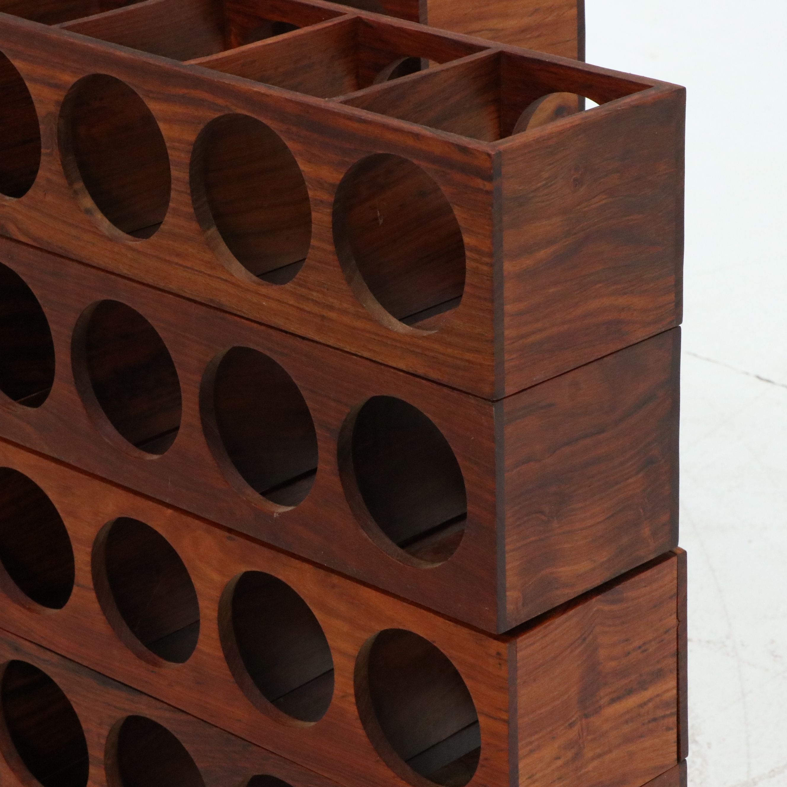 Crate & Barrel Sheesham Wood Stacking or Wall Mount Wine Racks, Large Group