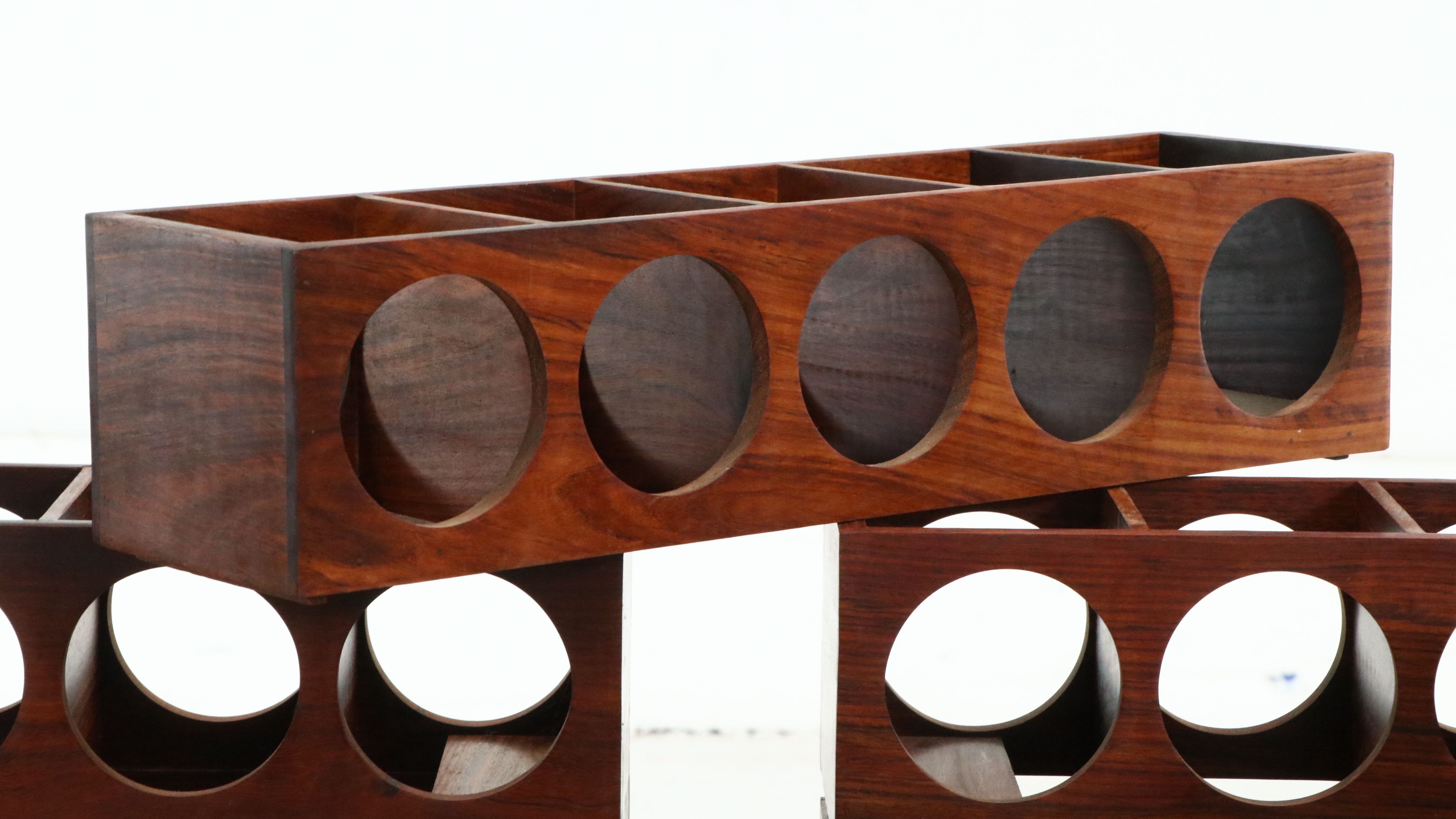 Crate & Barrel Sheesham Wood Stacking or Wall Mount Wine Racks, Large Group