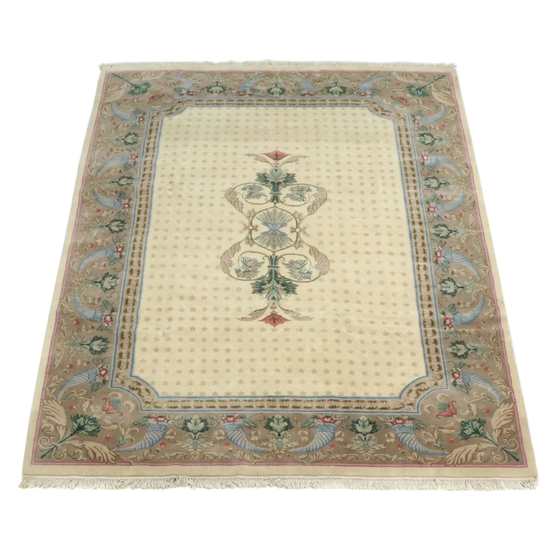 9'6 x 14'3 Hand-Knotted Sino-French Aubusson Room-Sized Rug