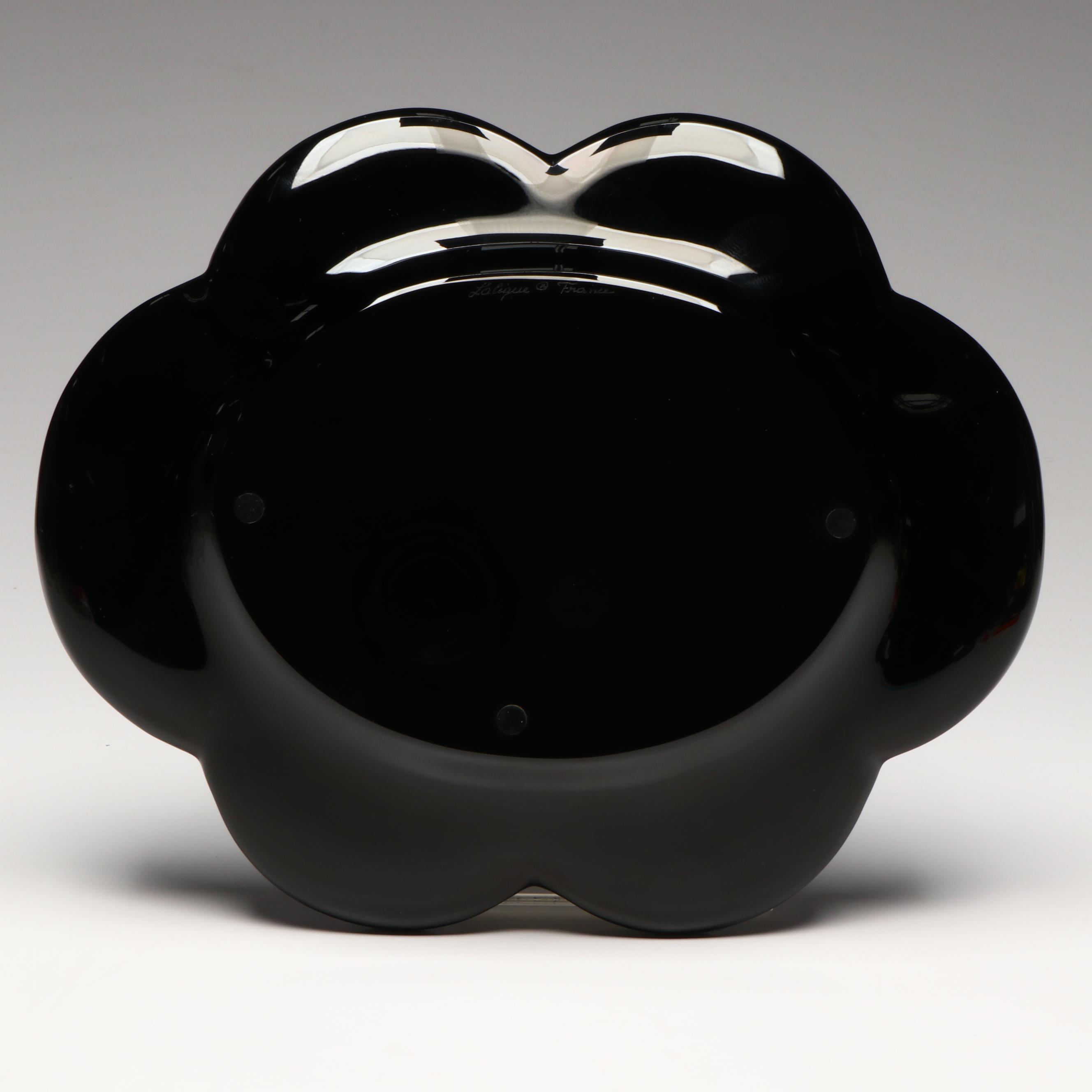 Lalique "Laure" Noire Crystal Coupe Tray, Late 20th Century