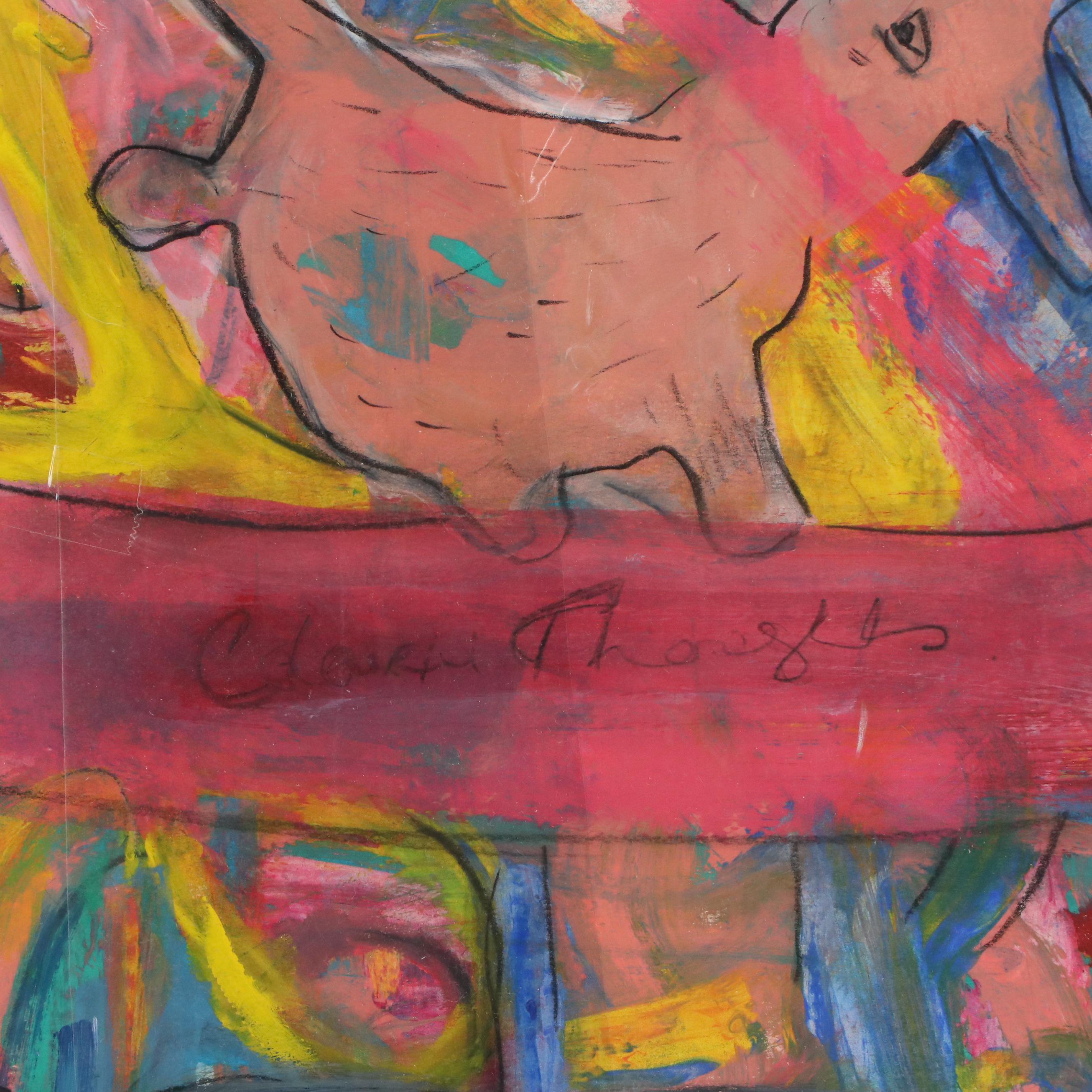 Abstract Figurative Mixed Media "Colorful Thoughts," 2006