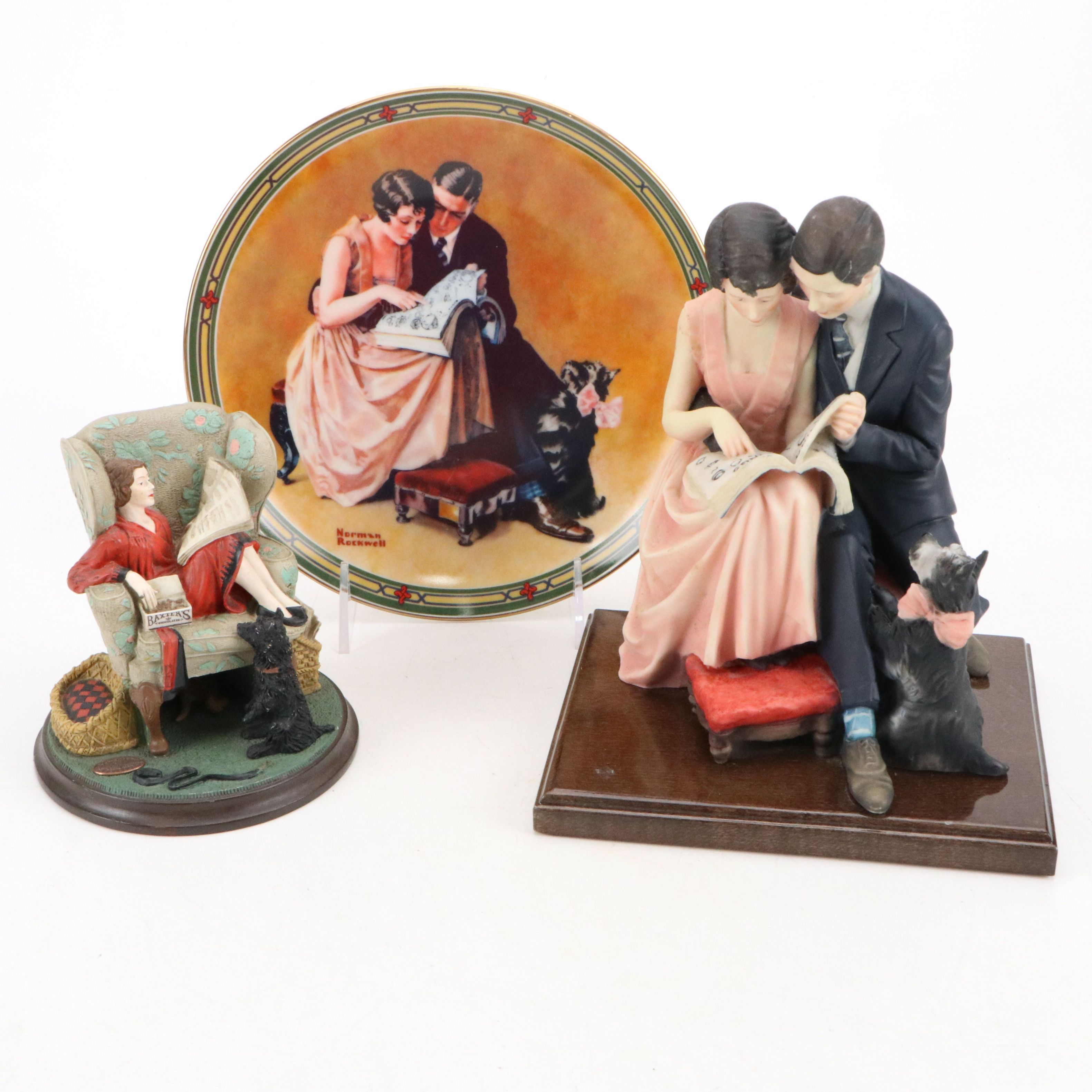 Knowles "A Couple's Commitmet" Plate with Figurines after Norman Rockwell