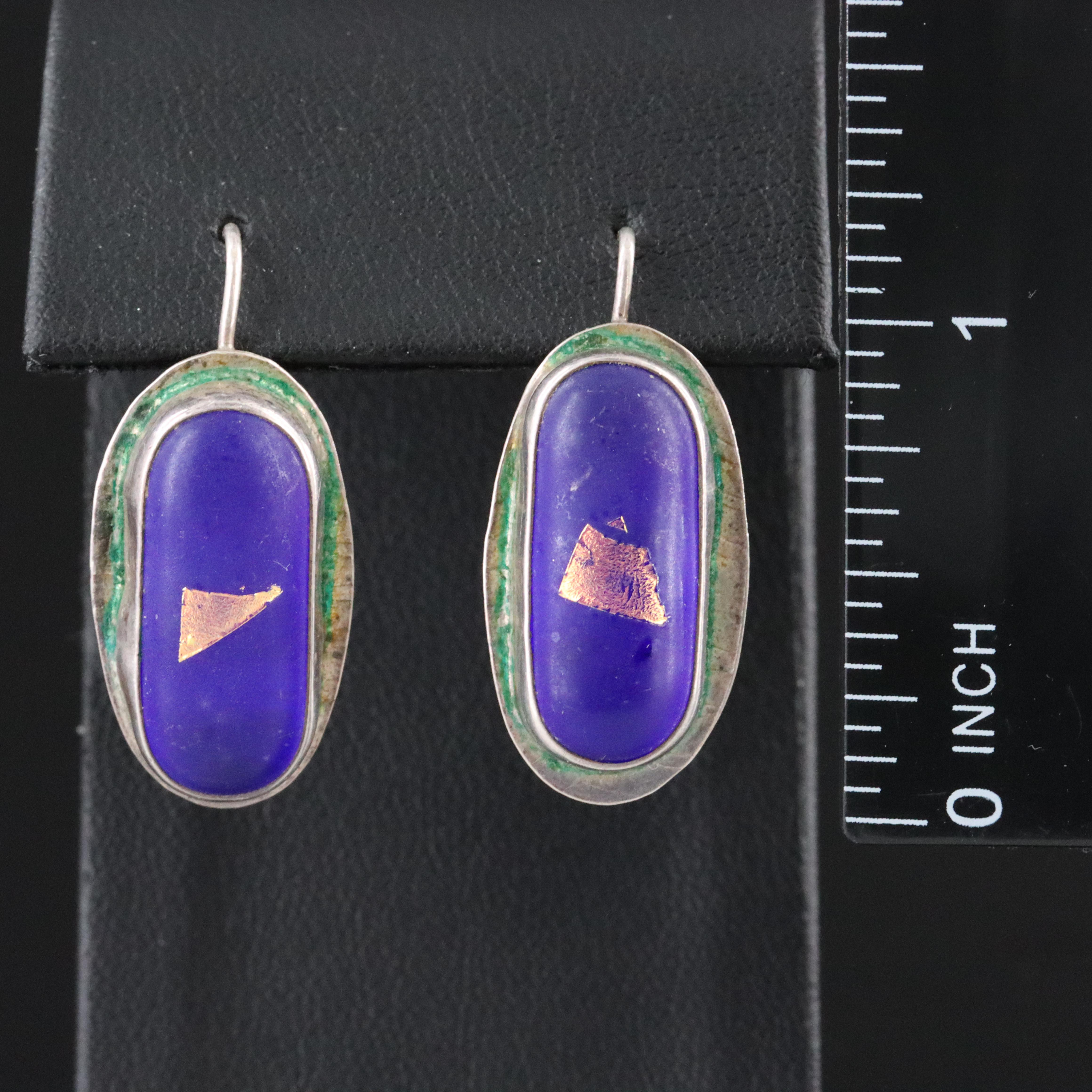 Barbara Sucherman Sterling Dichroic Glass Earrings