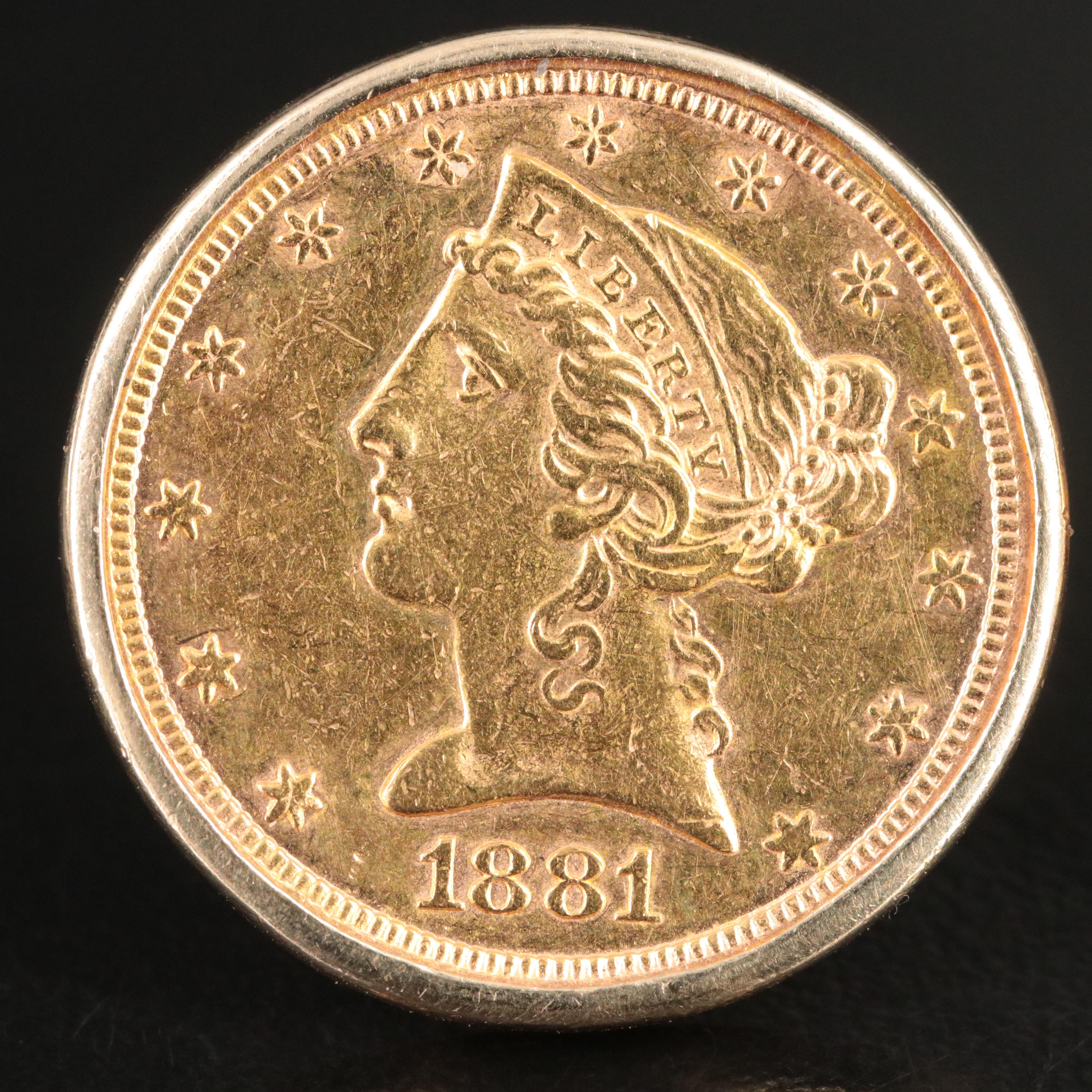 14K Cufflinks with 1881 Liberty Head $5 Gold Coins