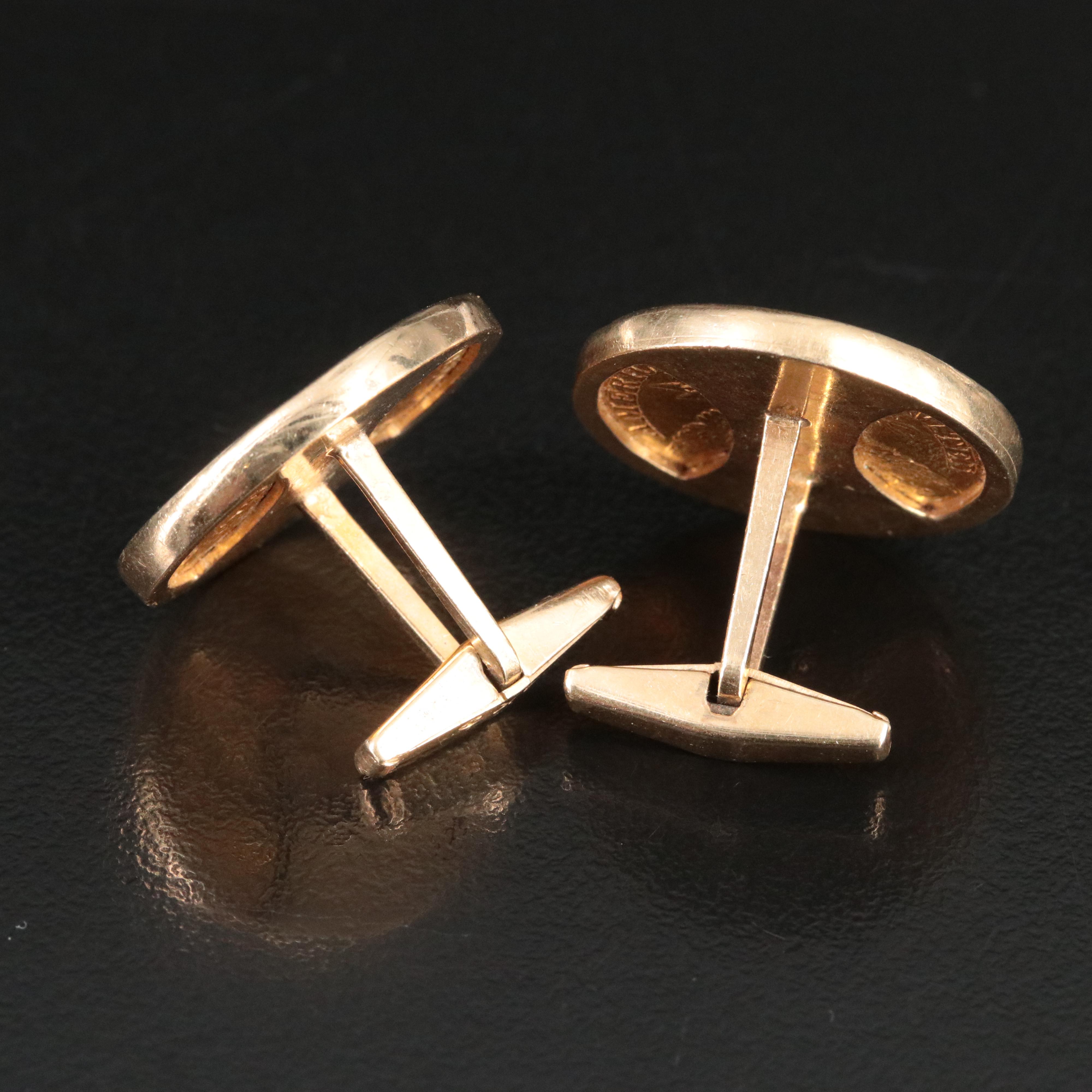 14K Cufflinks with 1881 Liberty Head $5 Gold Coins