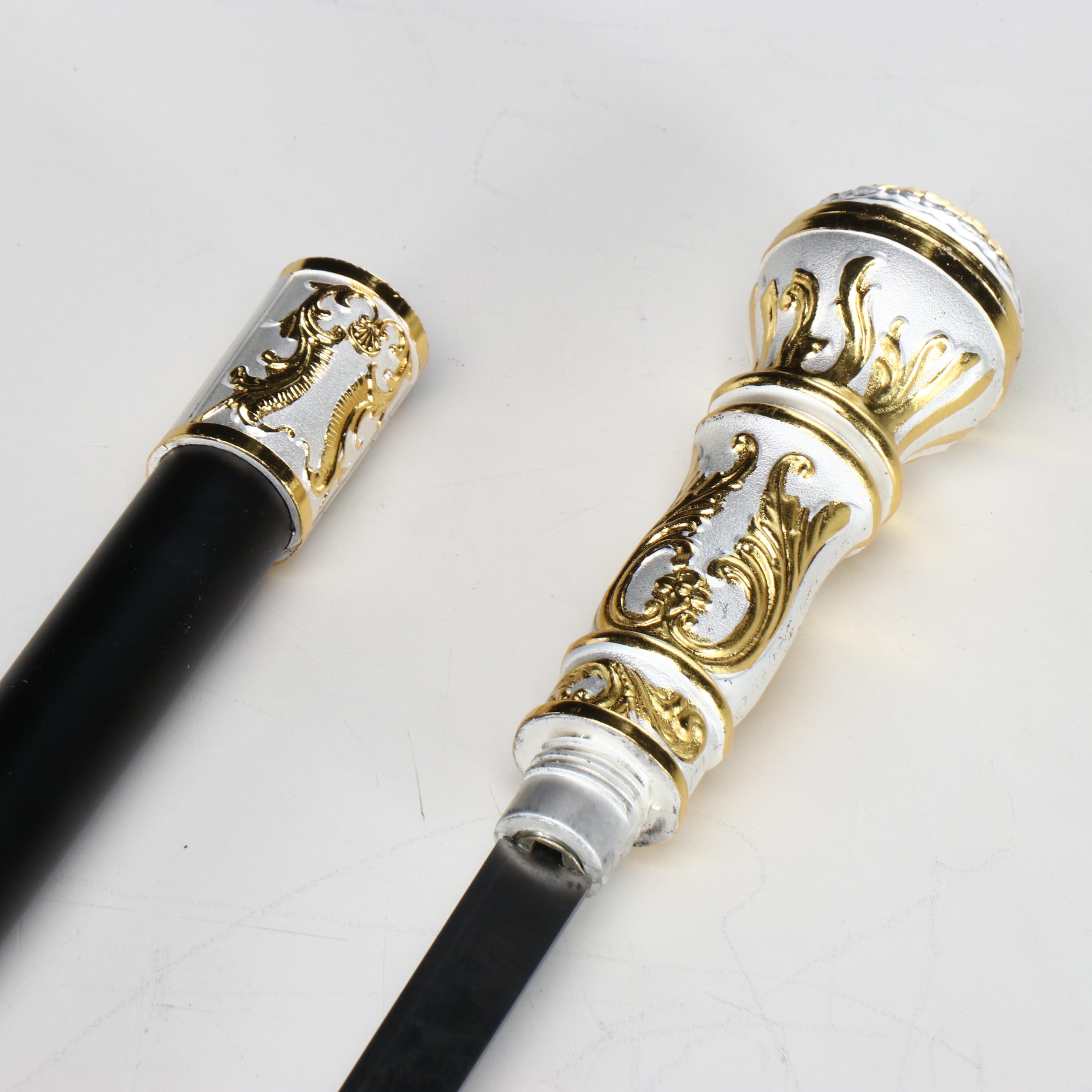 Two-Toned Embossed Acanthus Leaf Handle Sword Cane