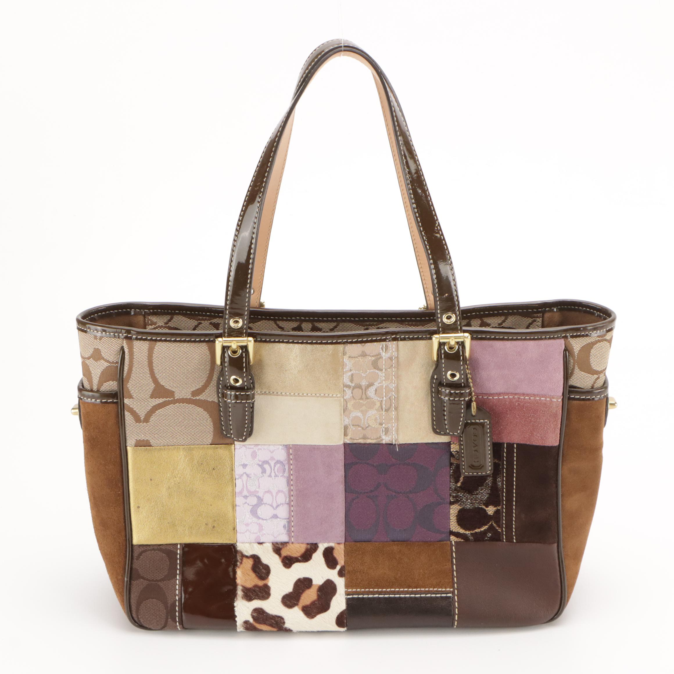 Coach Black Leather Soho Shoulder Bag and Holiday Patchwork Tote