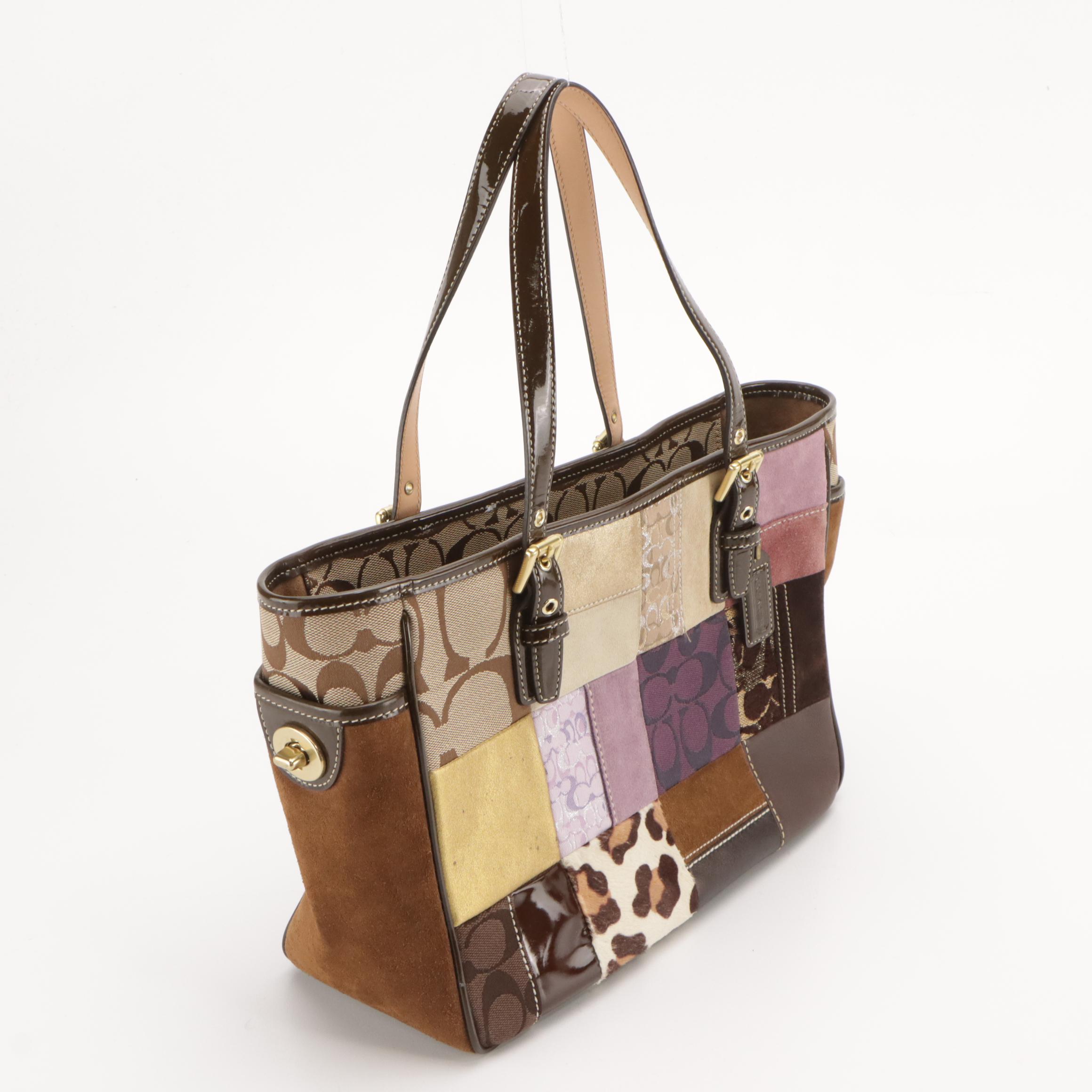 Coach Black Leather Soho Shoulder Bag and Holiday Patchwork Tote