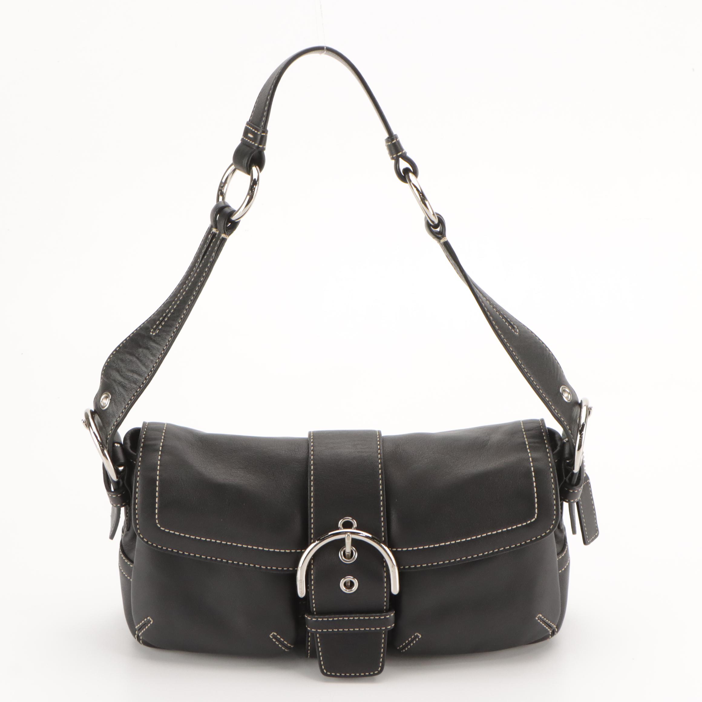 Coach Black Leather Soho Shoulder Bag and Holiday Patchwork Tote