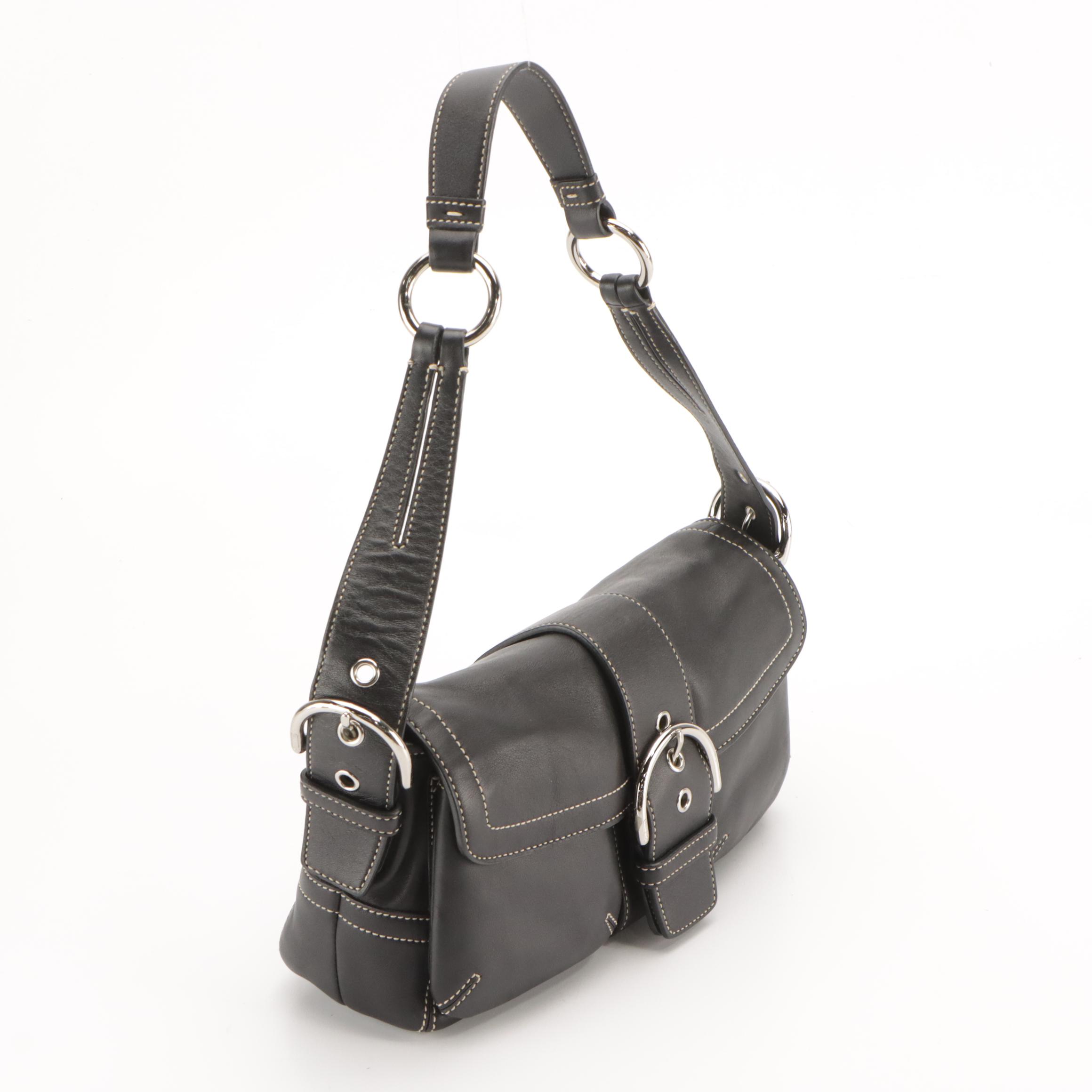 Coach Black Leather Soho Shoulder Bag and Holiday Patchwork Tote