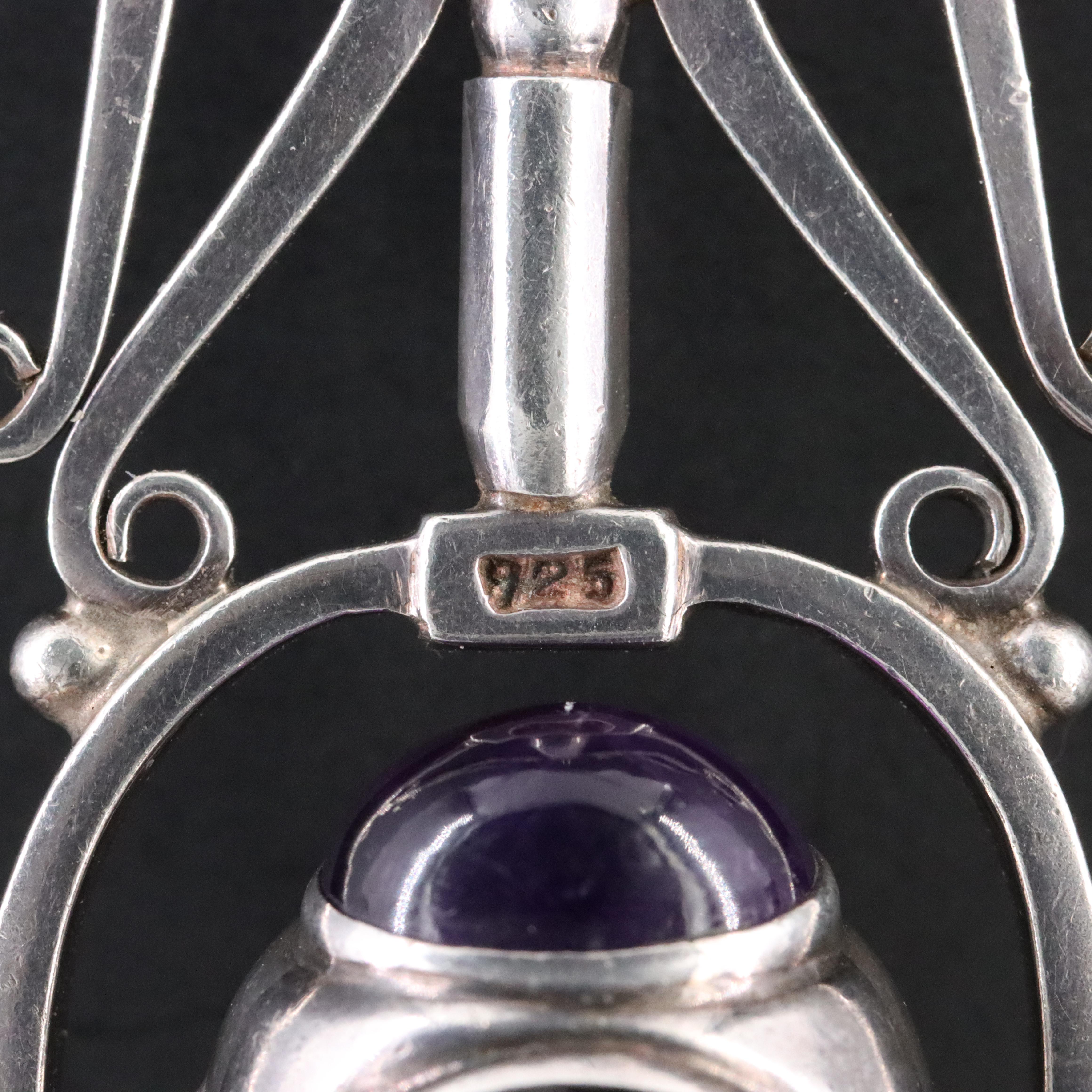 Sterling Amethyst, Star Diopside and Amber Spinner Pendant