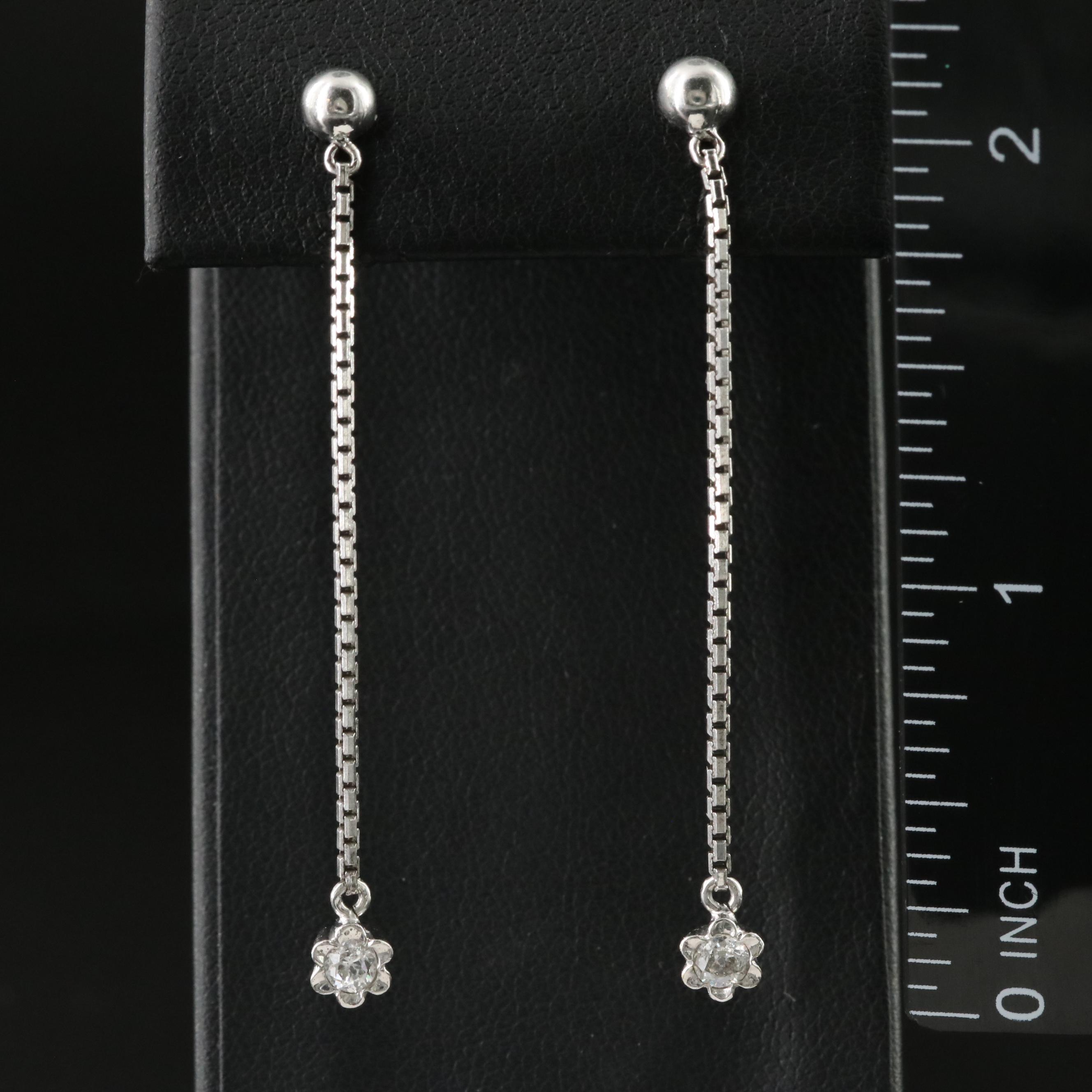 18K 0.25 CTW Diamond Earrings with Sterling Chains and 14K Drops