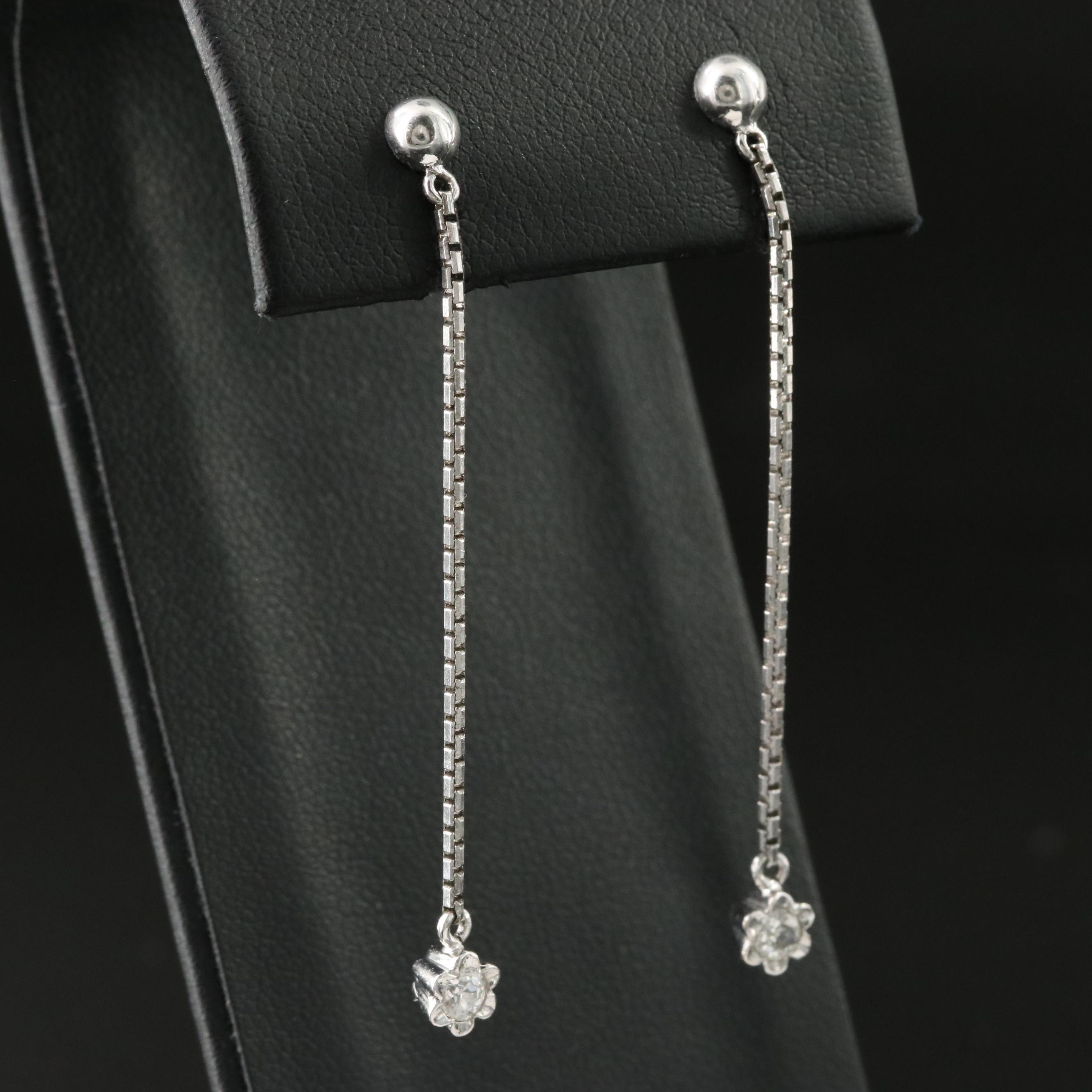 18K 0.25 CTW Diamond Earrings with Sterling Chains and 14K Drops