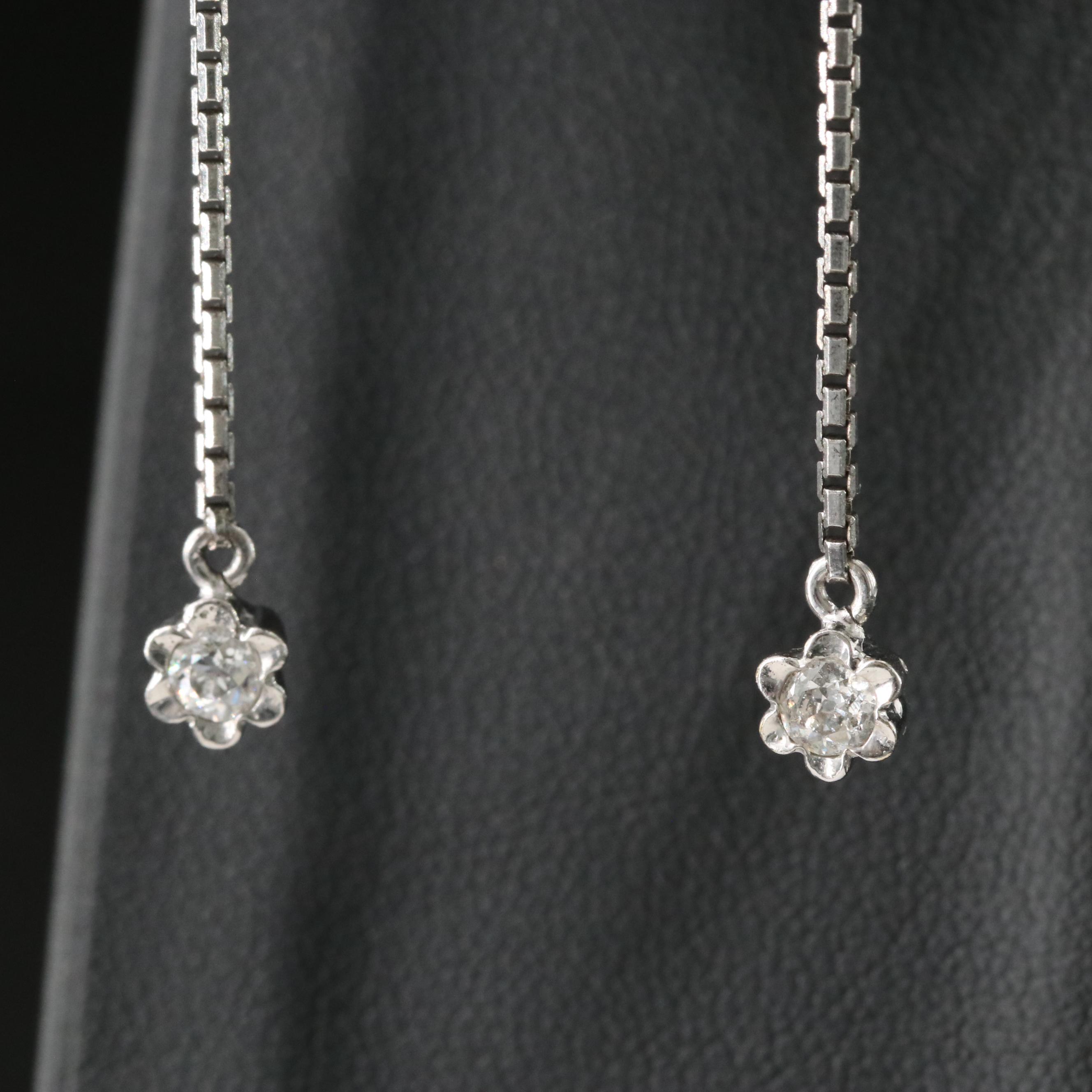 18K 0.25 CTW Diamond Earrings with Sterling Chains and 14K Drops