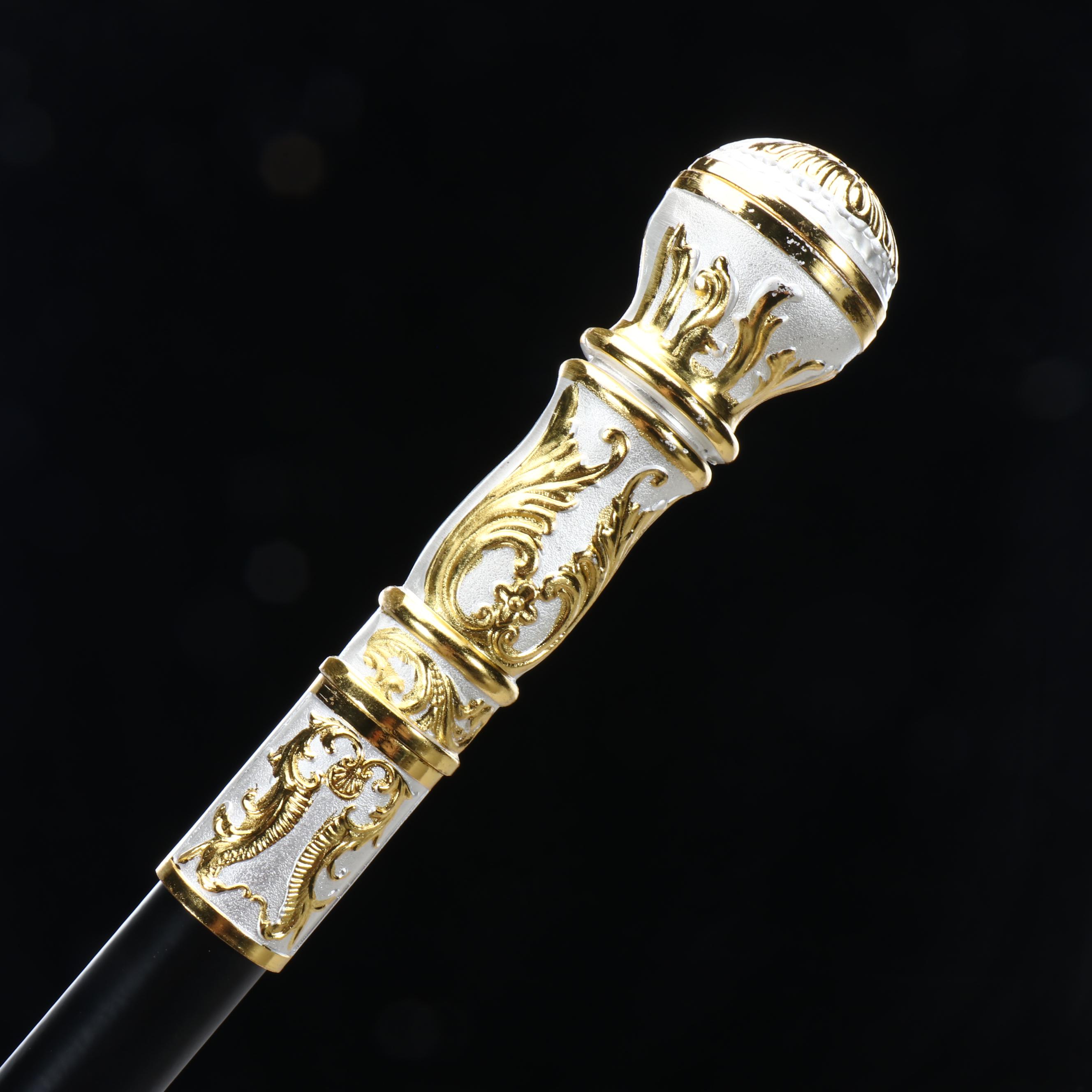 Two-Toned Embossed Acanthus Leaf Handle Sword Cane