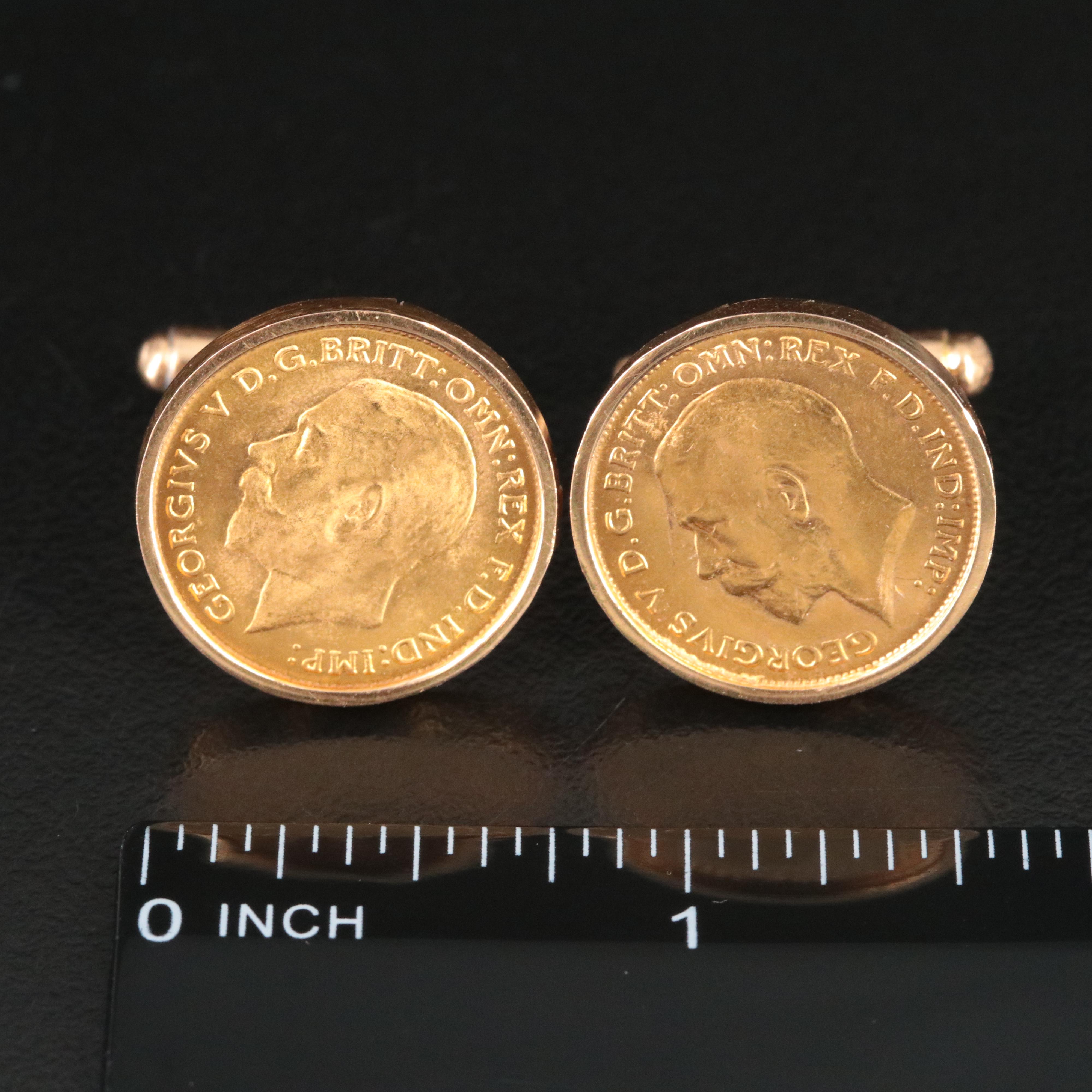 18K Cufflinks with 1912 British Gold Half Sovereigns