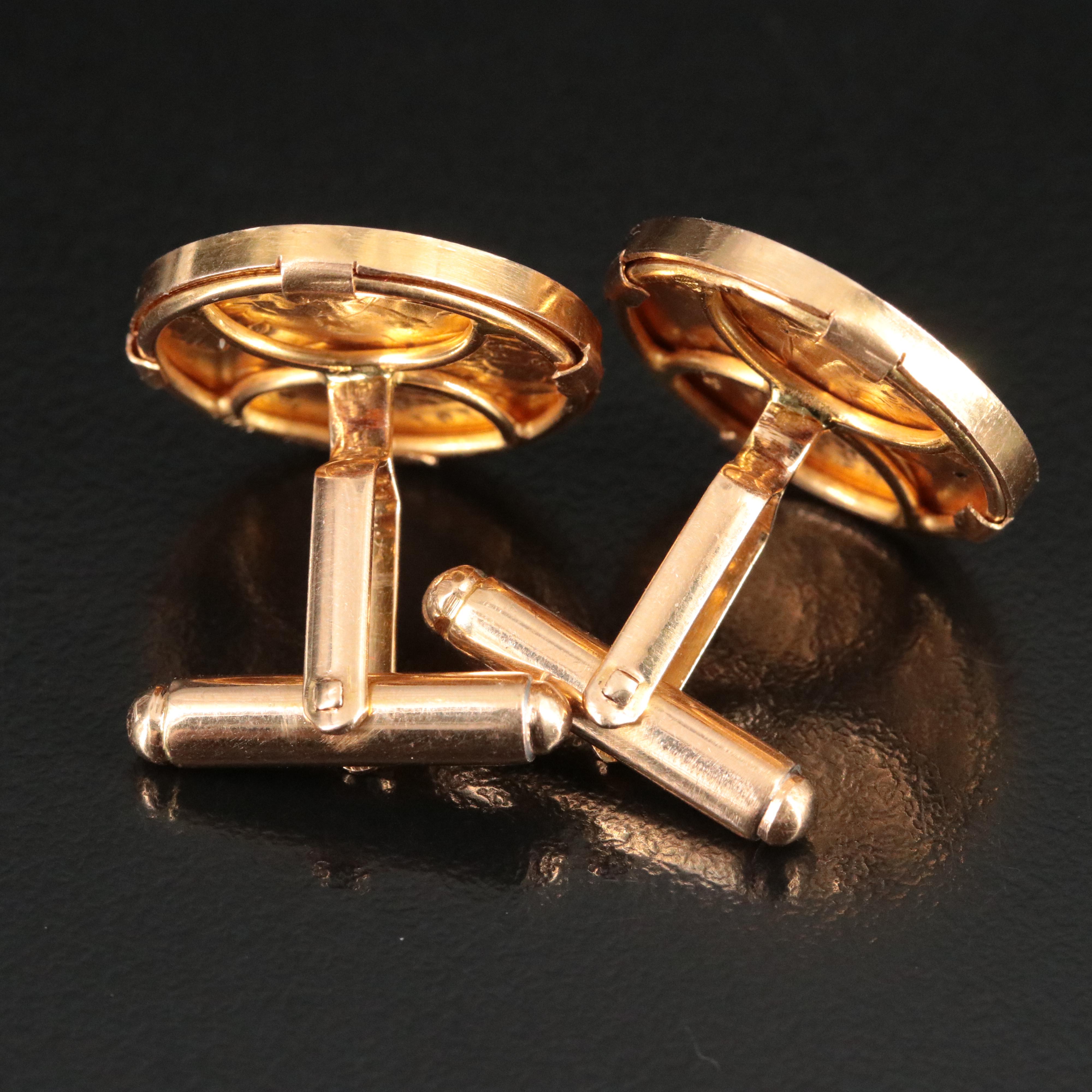 18K Cufflinks with 1912 British Gold Half Sovereigns