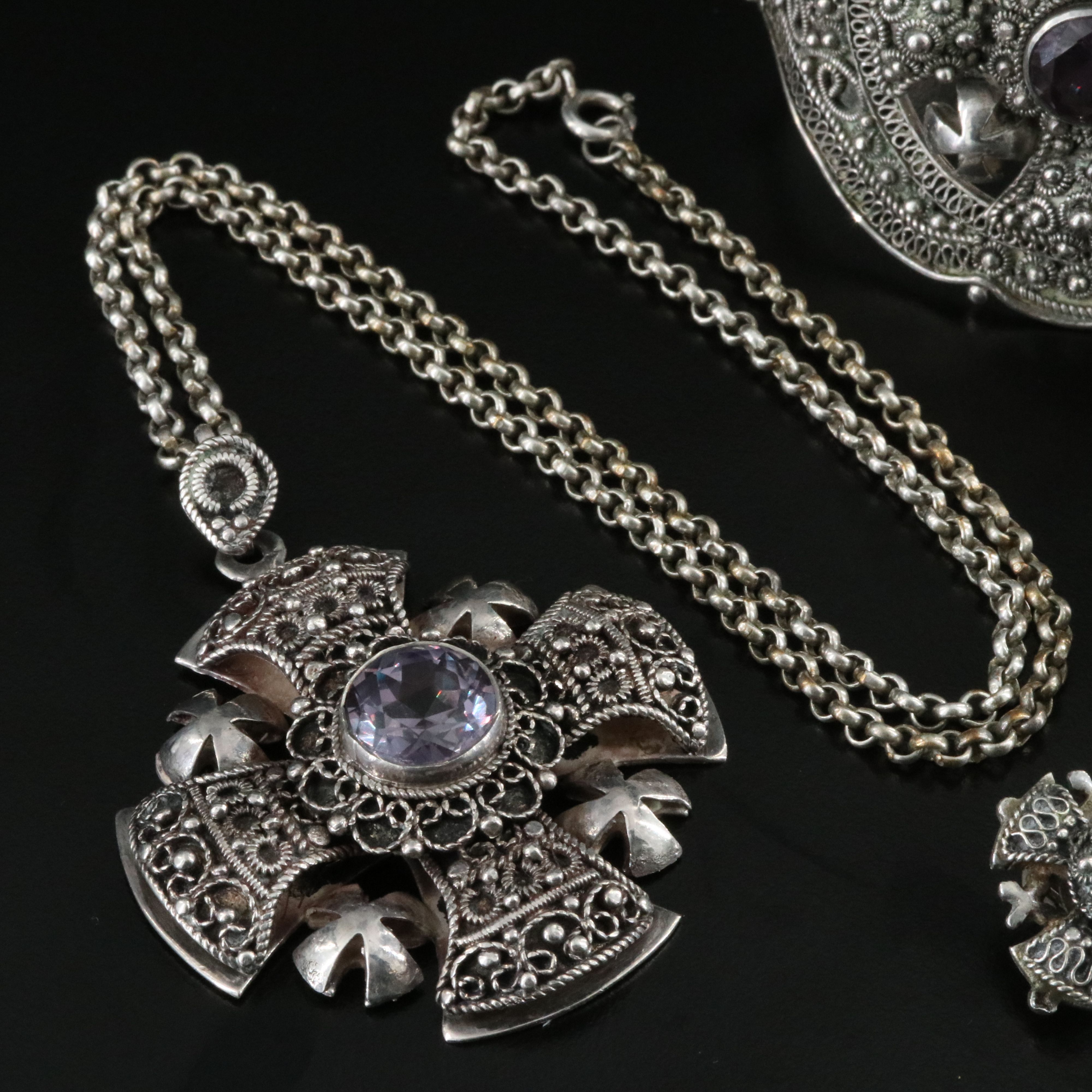 Sterling Sapphire Necklace, Bracelet and Earrings