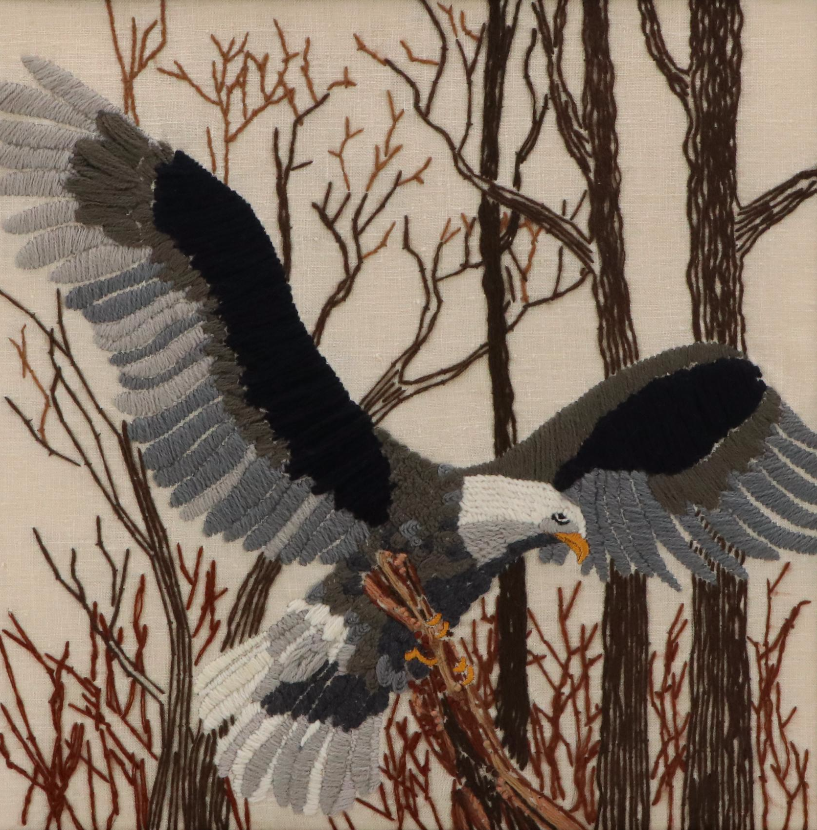 Sue White Handmade Embroidery of Bald Eagle