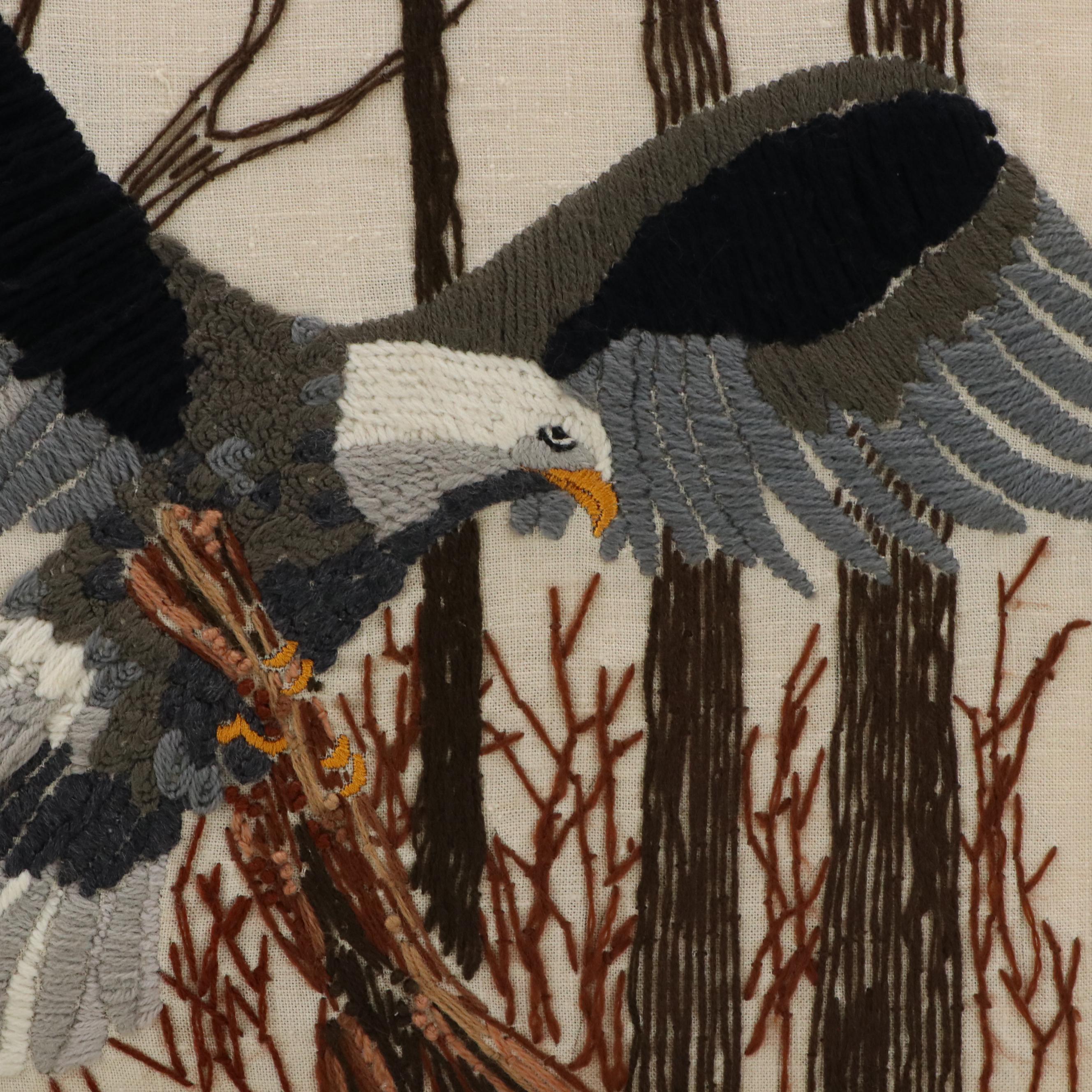 Sue White Handmade Embroidery of Bald Eagle
