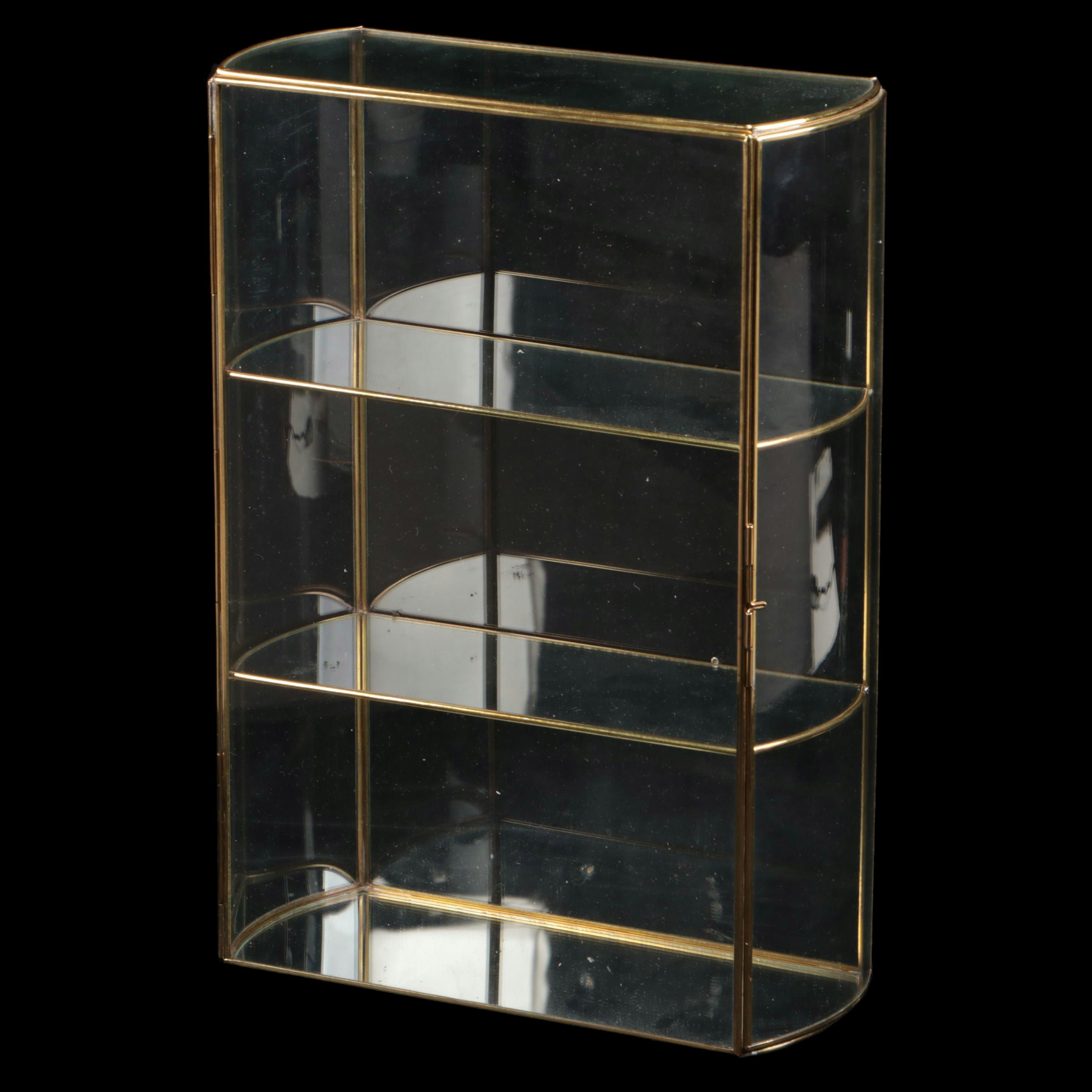 Brass Finish and Glass Decorative Shelving