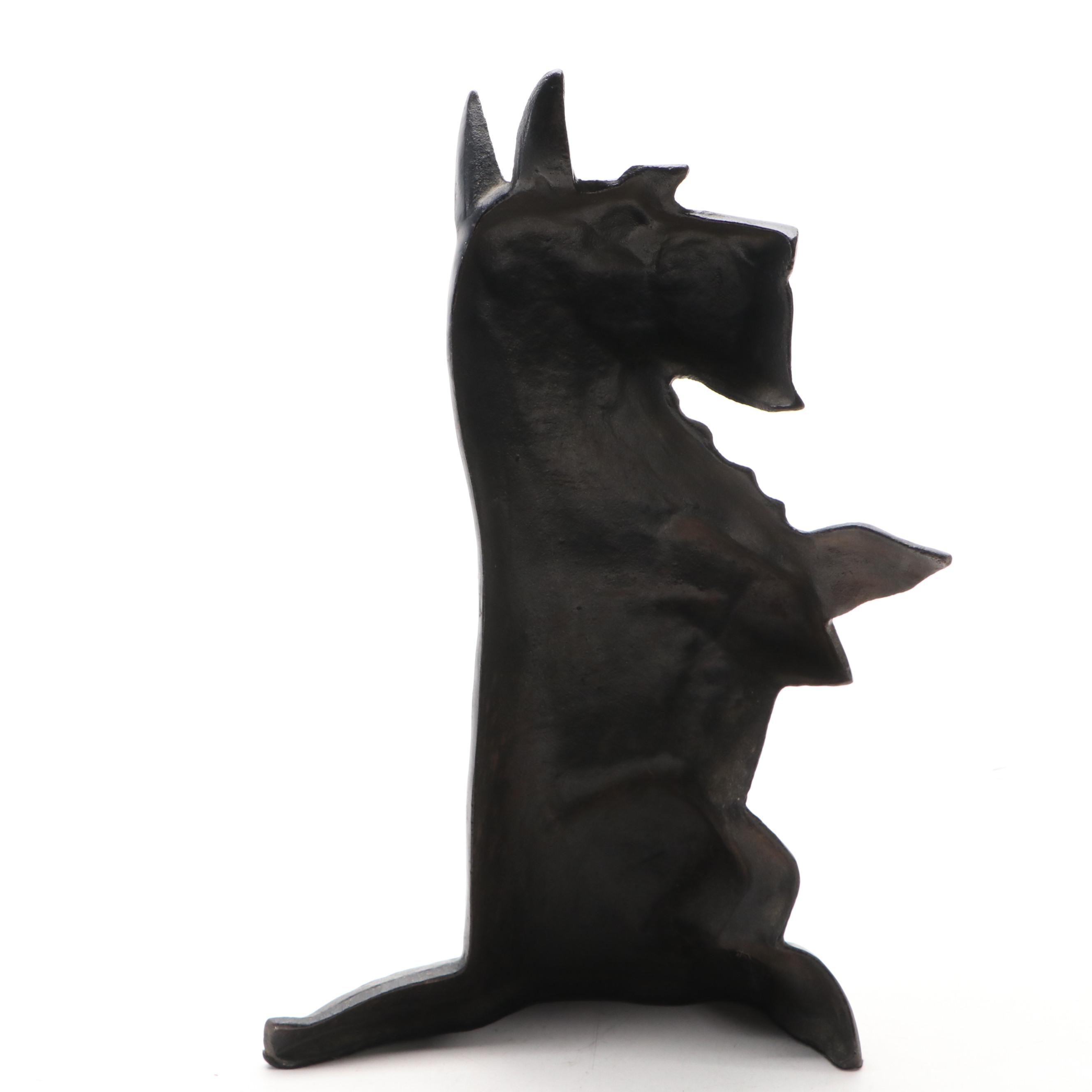 American Art Deco Style Scottie Dog Cast Iron Doorstop, Early to Mid-20th C.