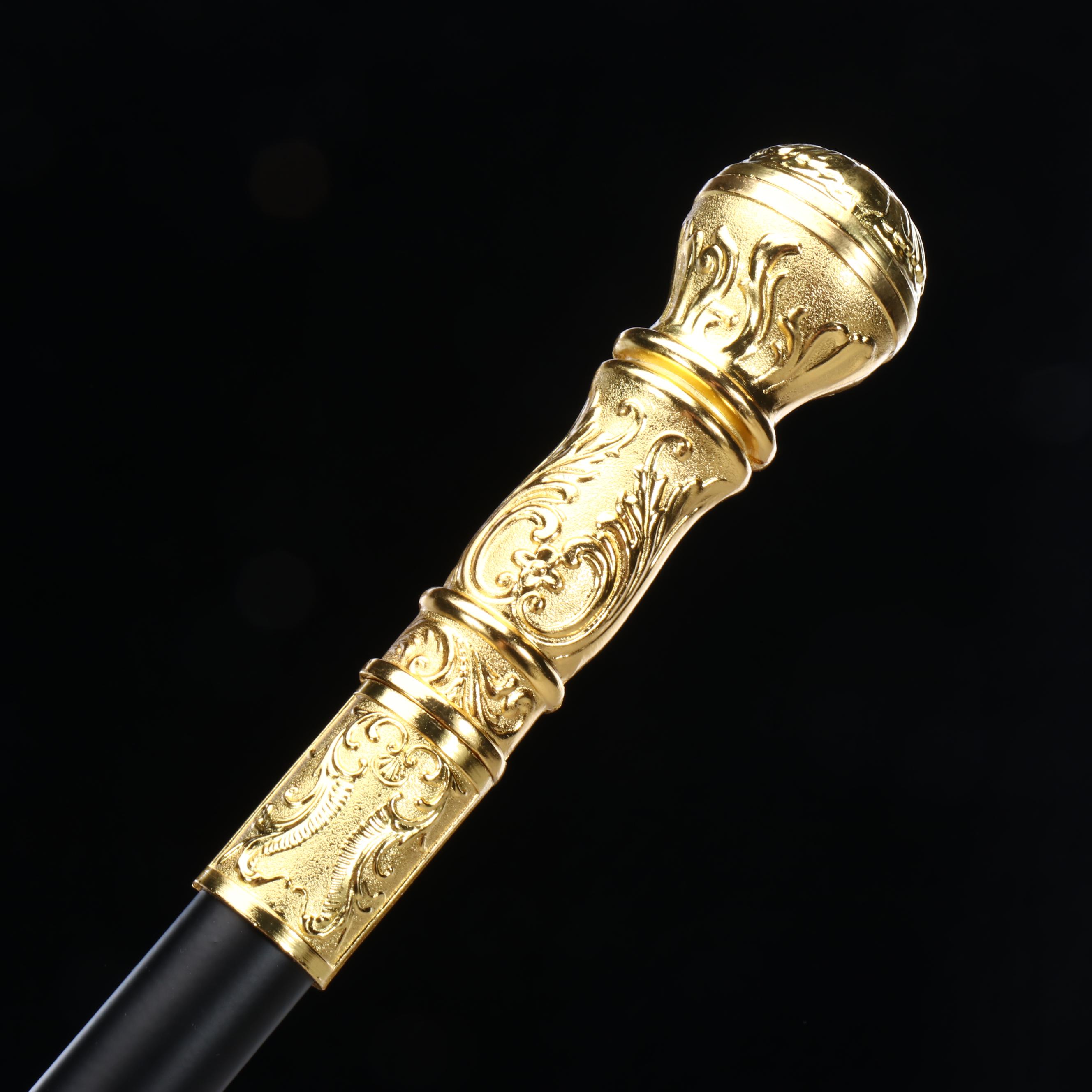 Gold Embossed Acanthus Leaf Handle Sword Cane