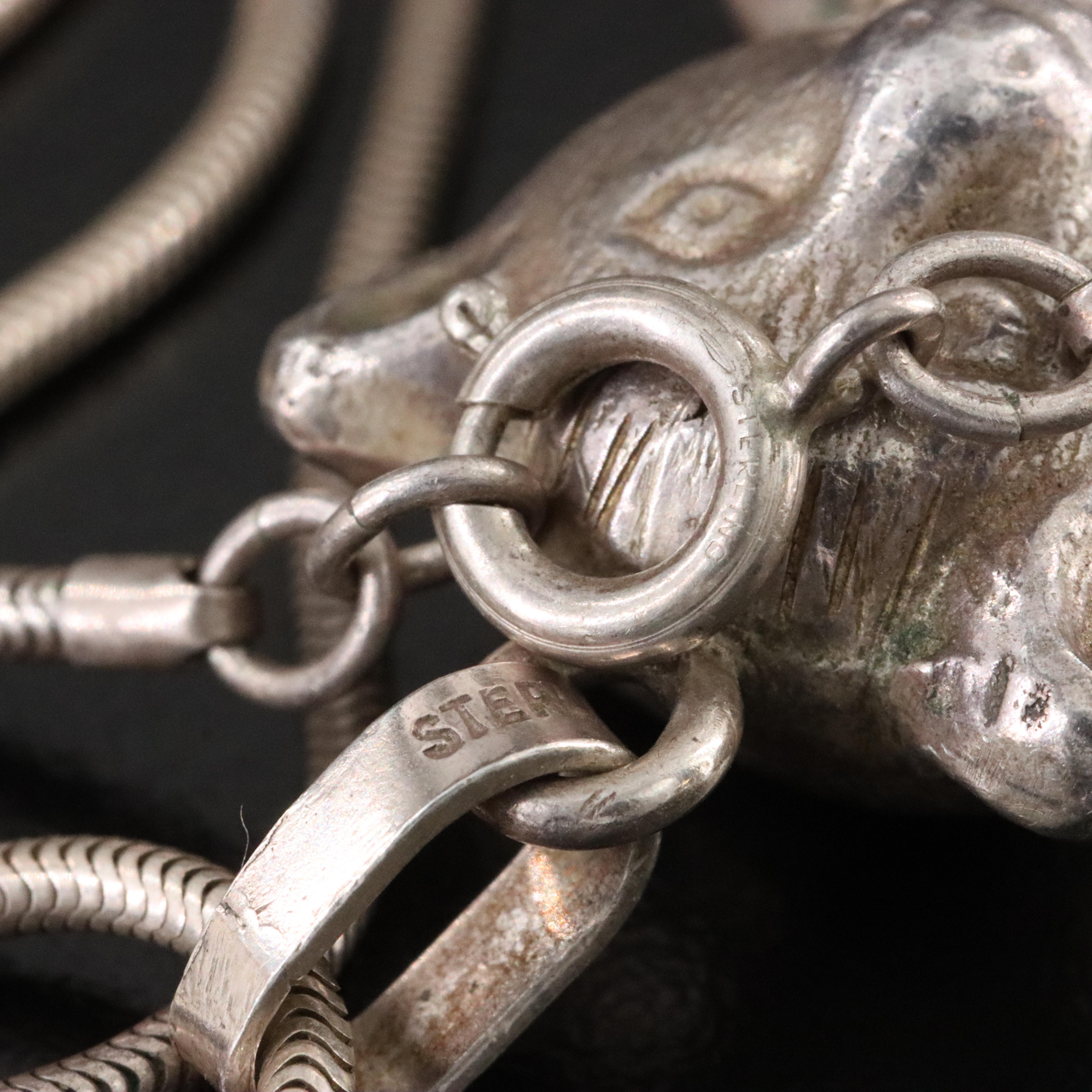 Vintage Sterling Bear Pendant Necklace