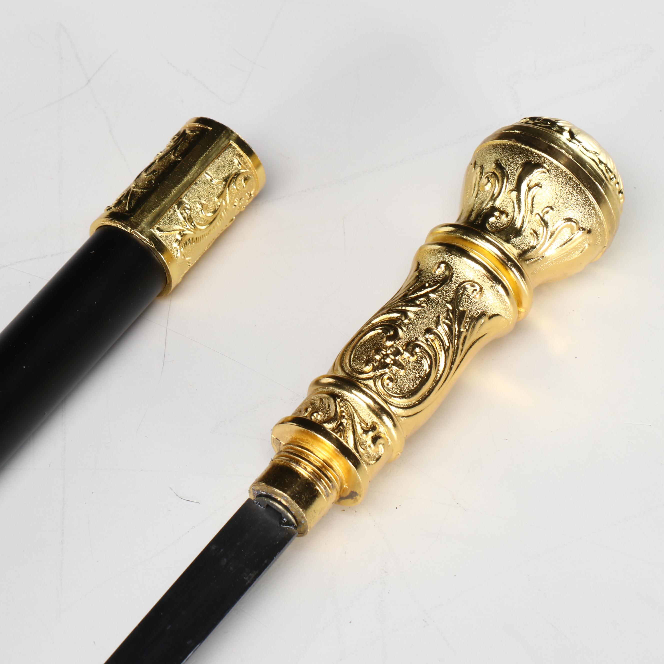Gold Embossed Acanthus Leaf Handle Sword Cane