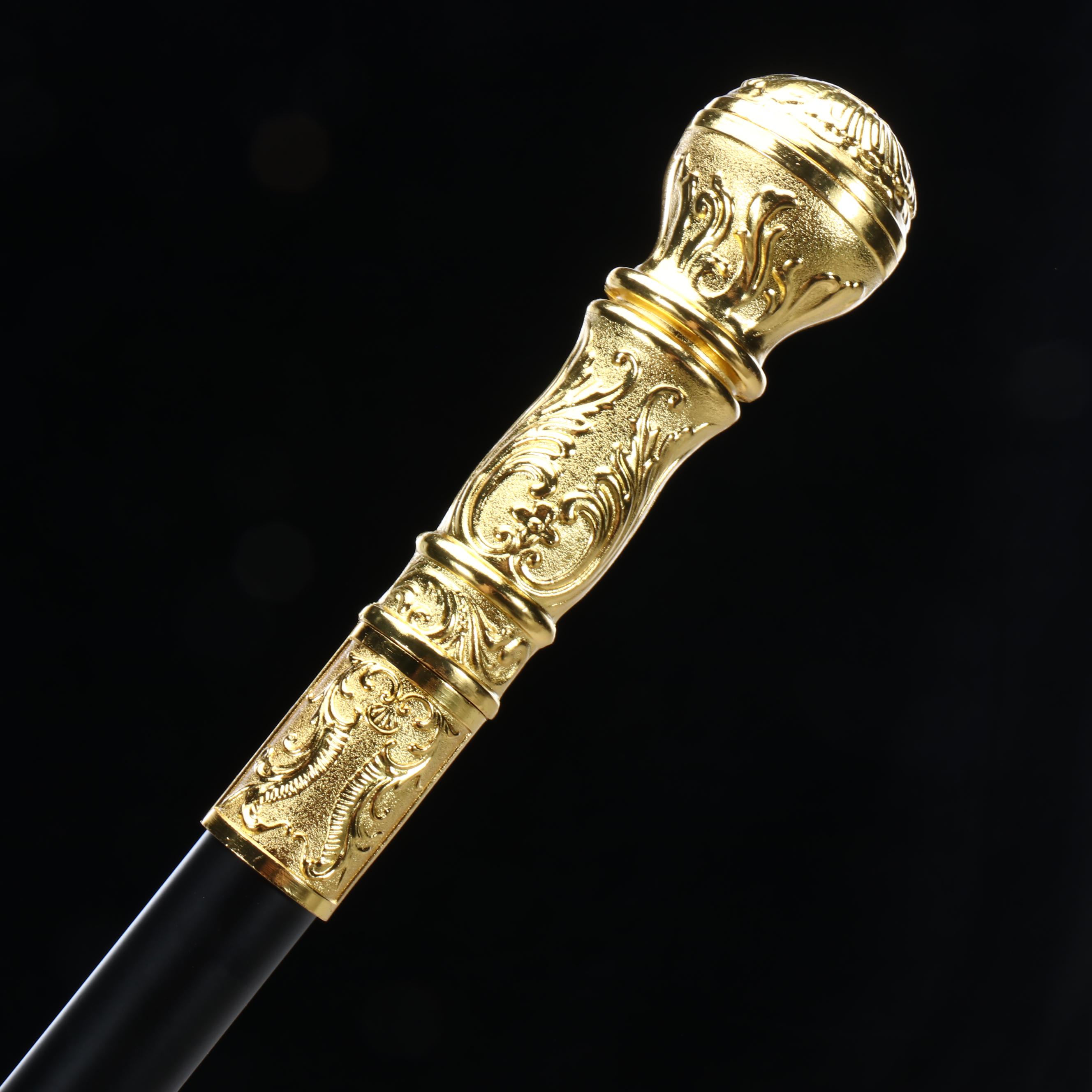Gold Embossed Acanthus Leaf Handle Sword Cane