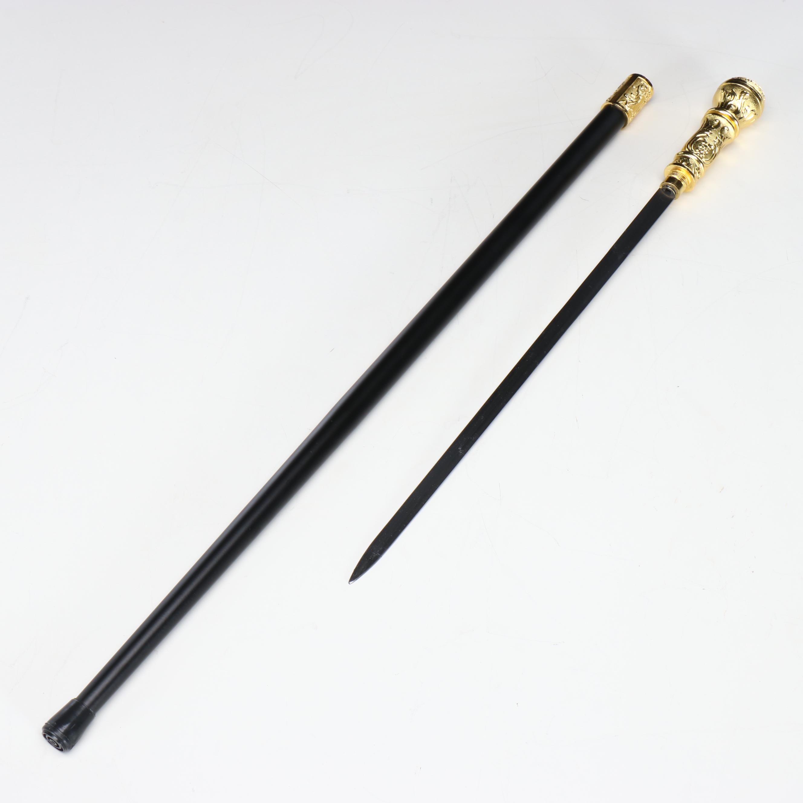 Gold Embossed Acanthus Leaf Handle Sword Cane