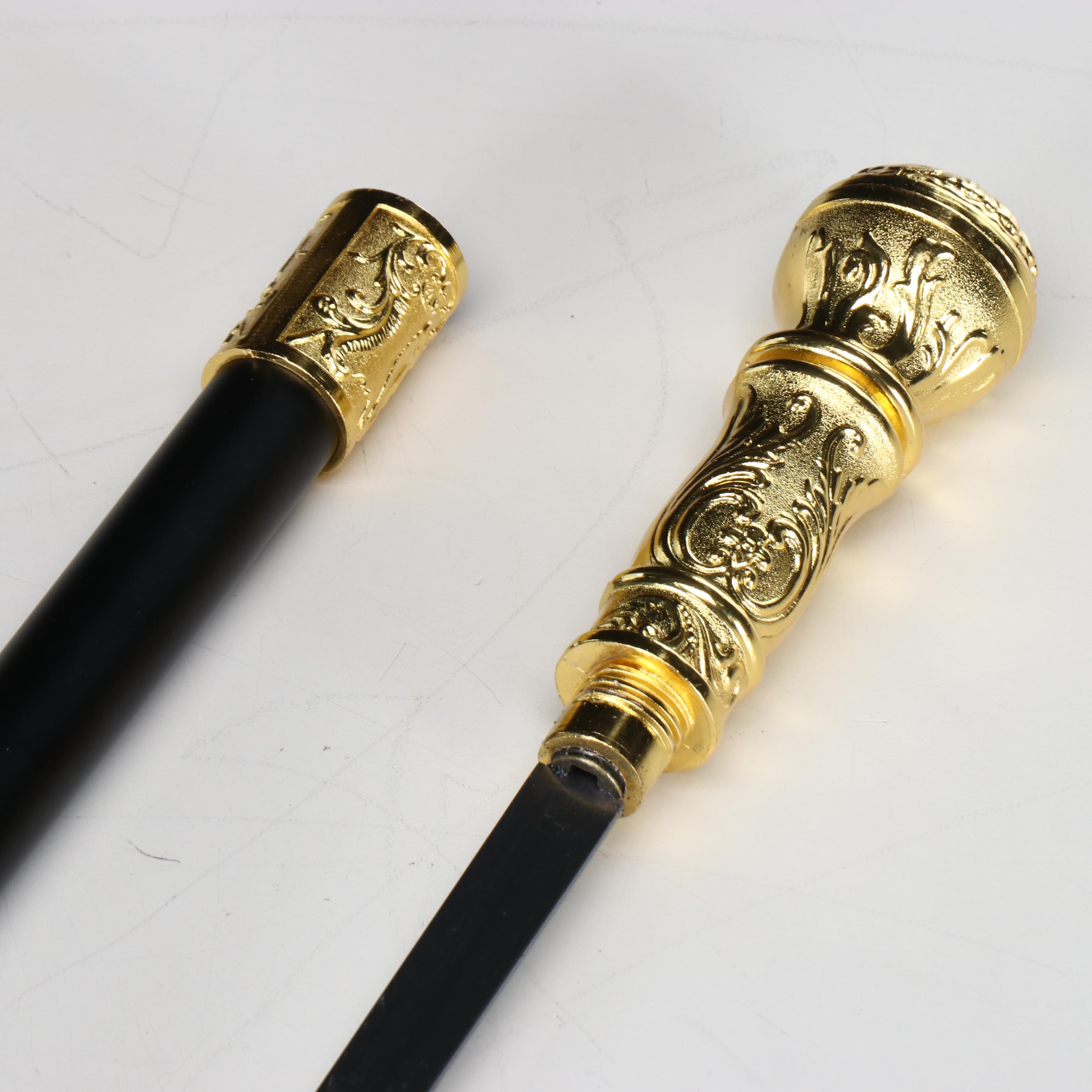 Gold Embossed Acanthus Leaf Handle Sword Cane