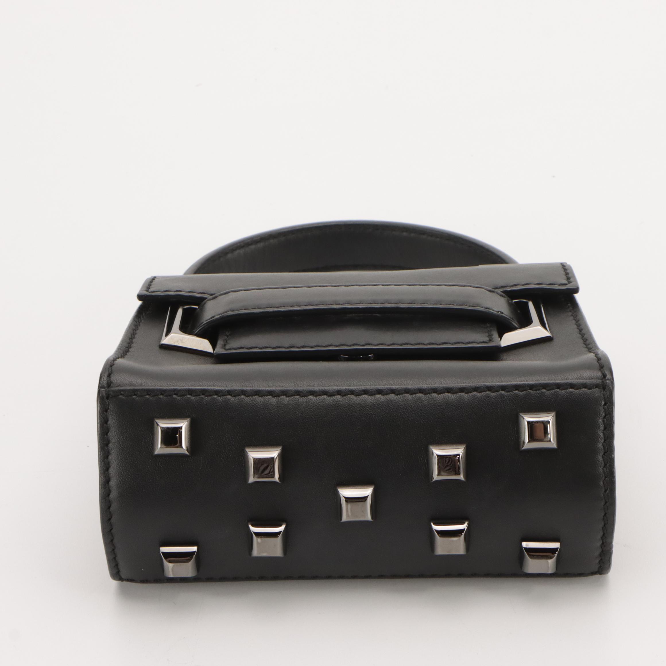 Valentino Garavani Mini Two-Way Bag in Black Calfskin Leather with Studded Base