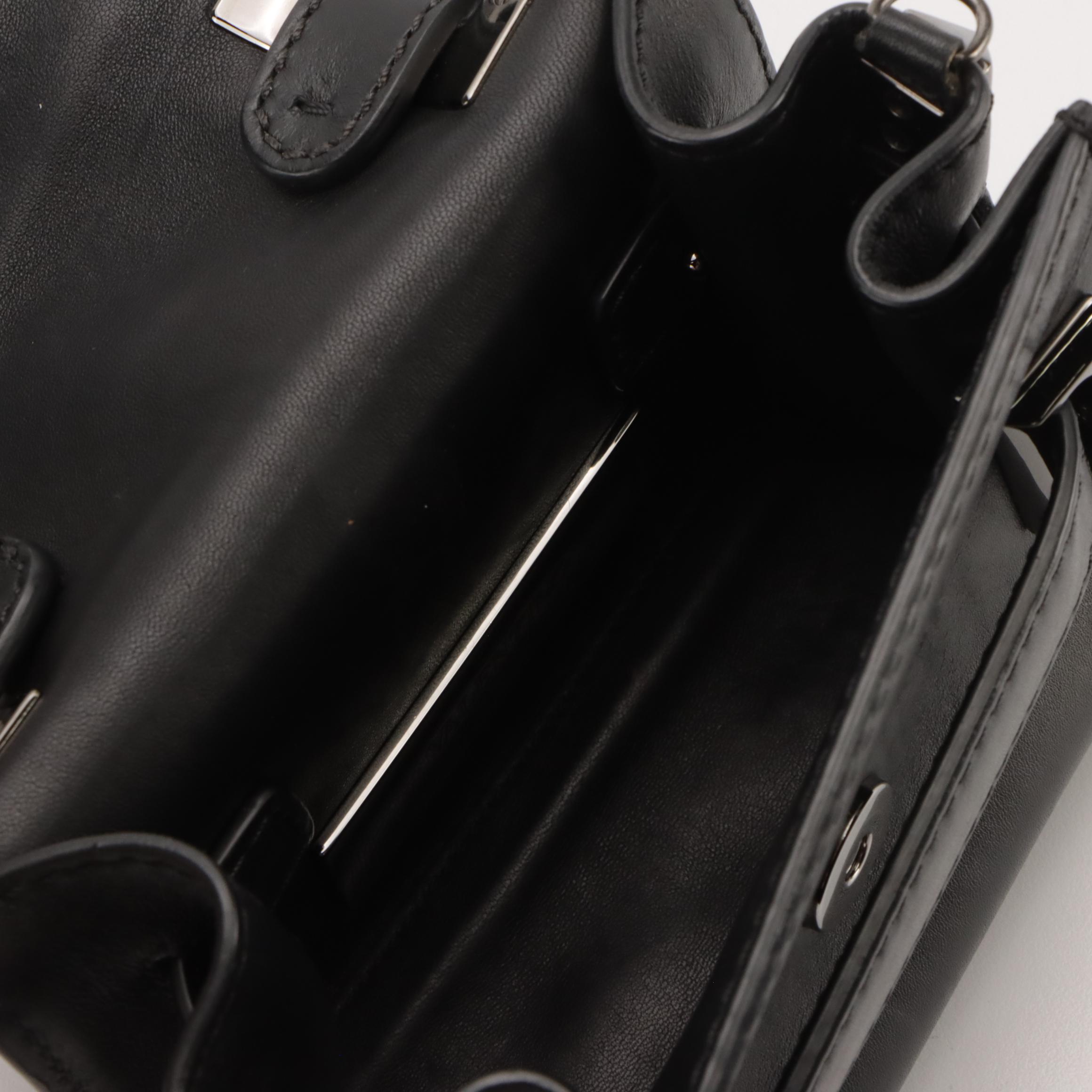 Valentino Garavani Mini Two-Way Bag in Black Calfskin Leather with Studded Base