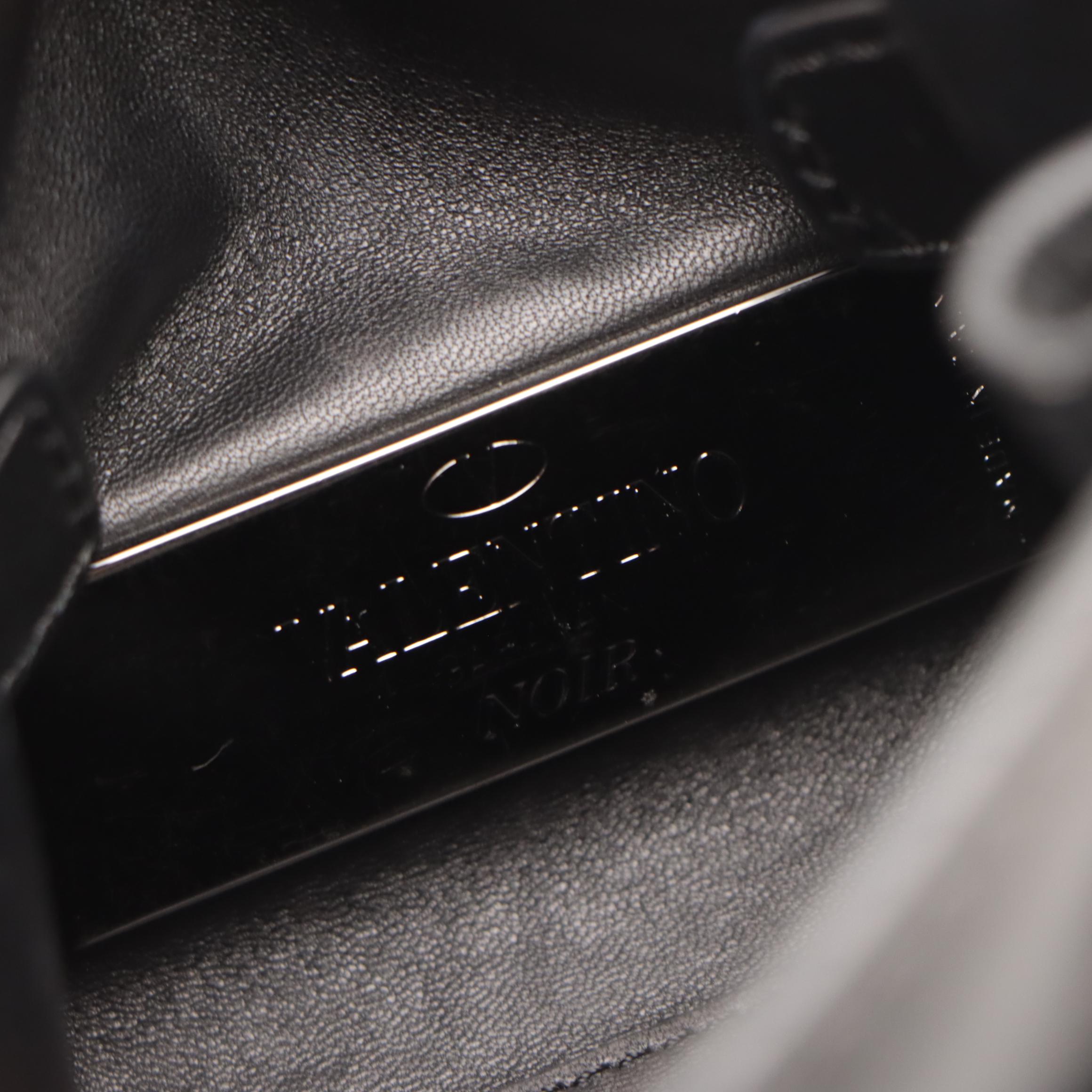 Valentino Garavani Mini Two-Way Bag in Black Calfskin Leather with Studded Base