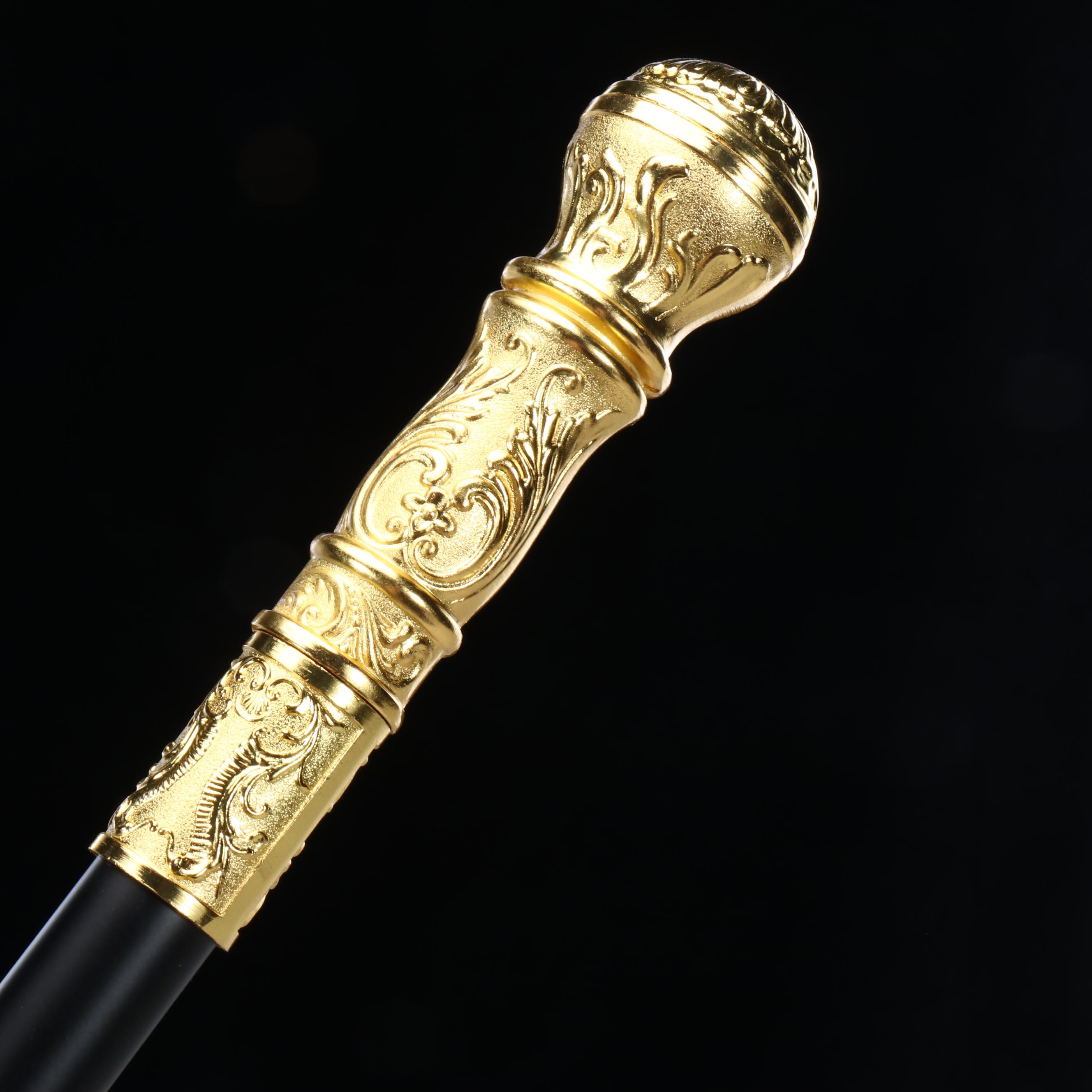 Gold Embossed Acanthus Leaf Handle Sword Cane