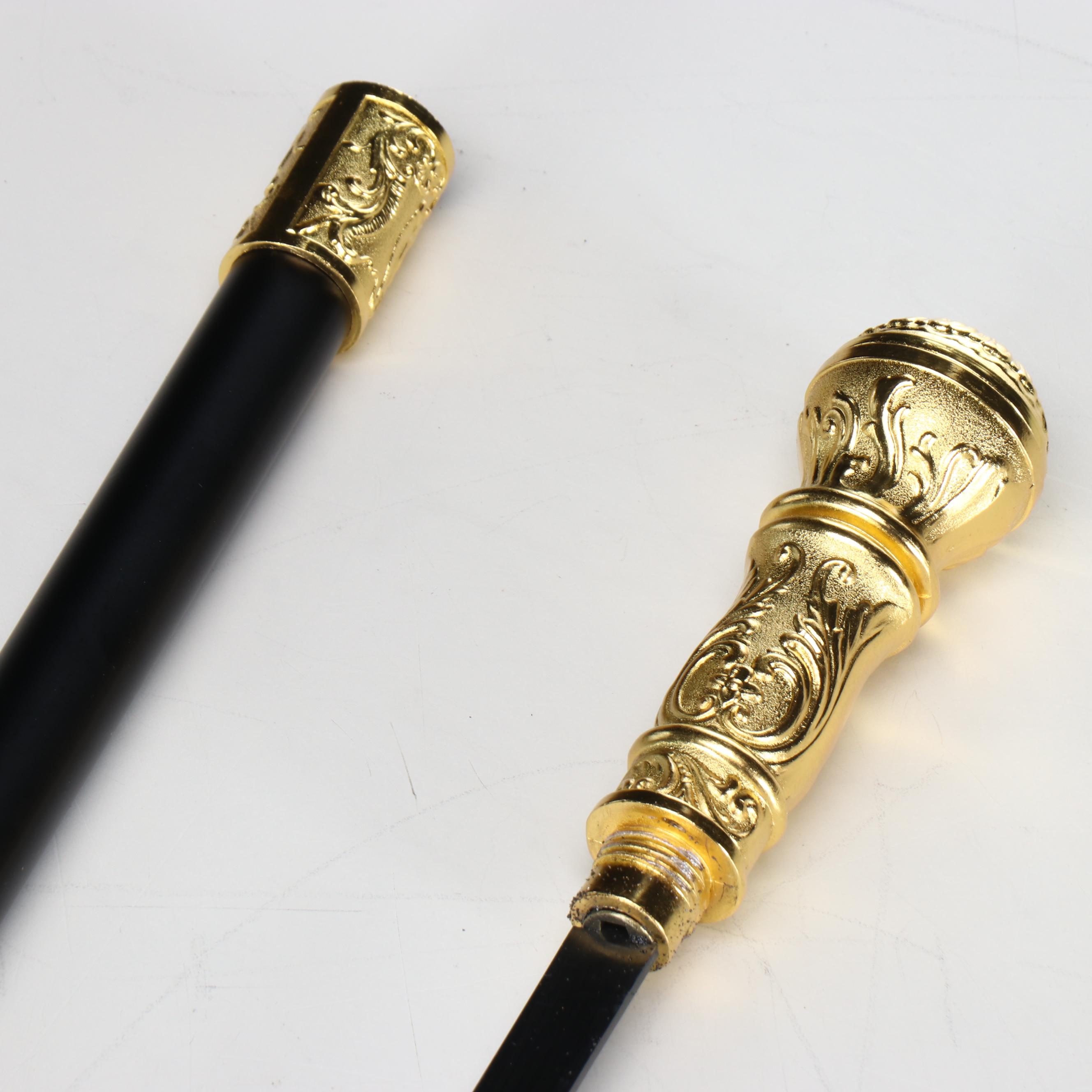 Gold Embossed Acanthus Leaf Handle Sword Cane