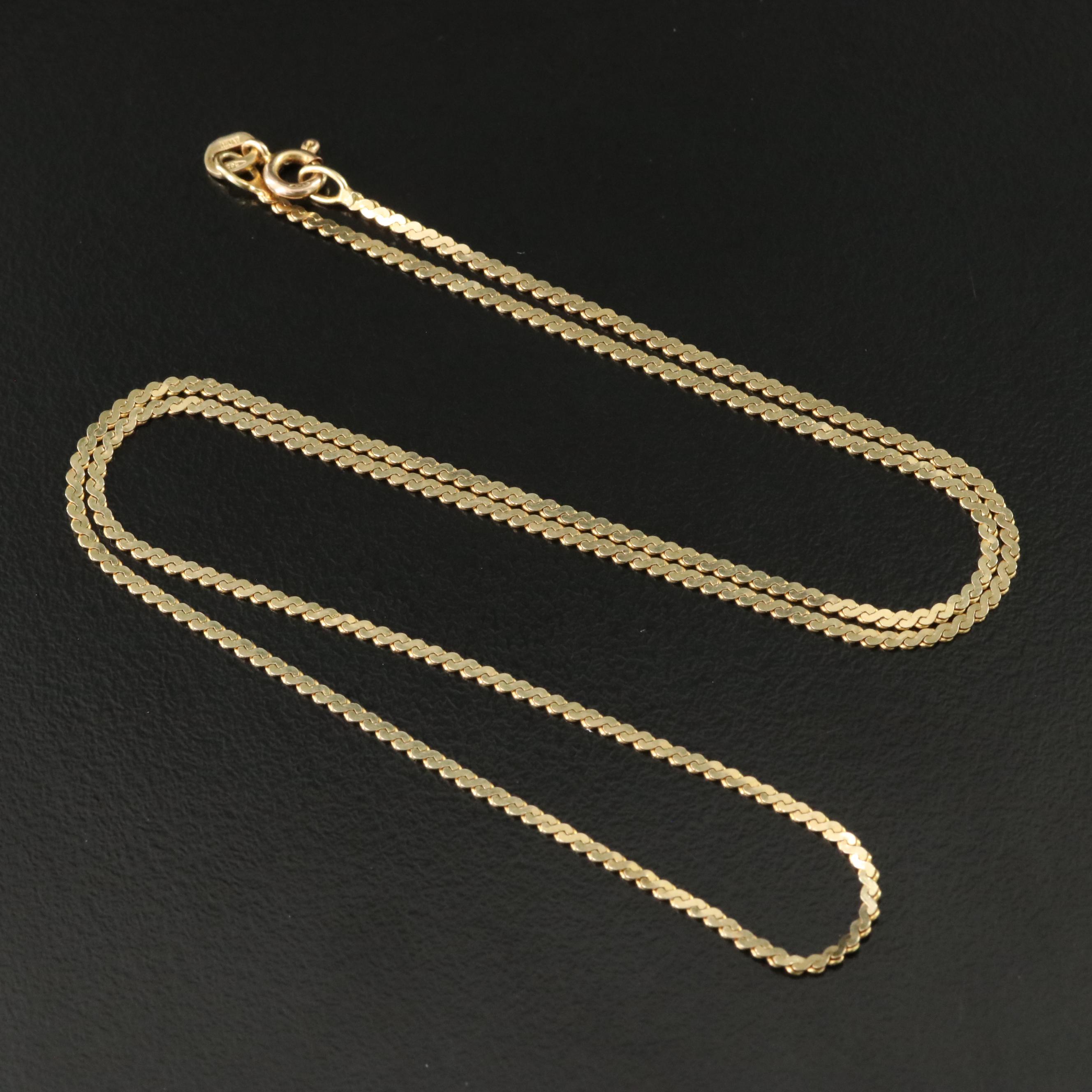 Italian 14K Serpentine Chain Necklace