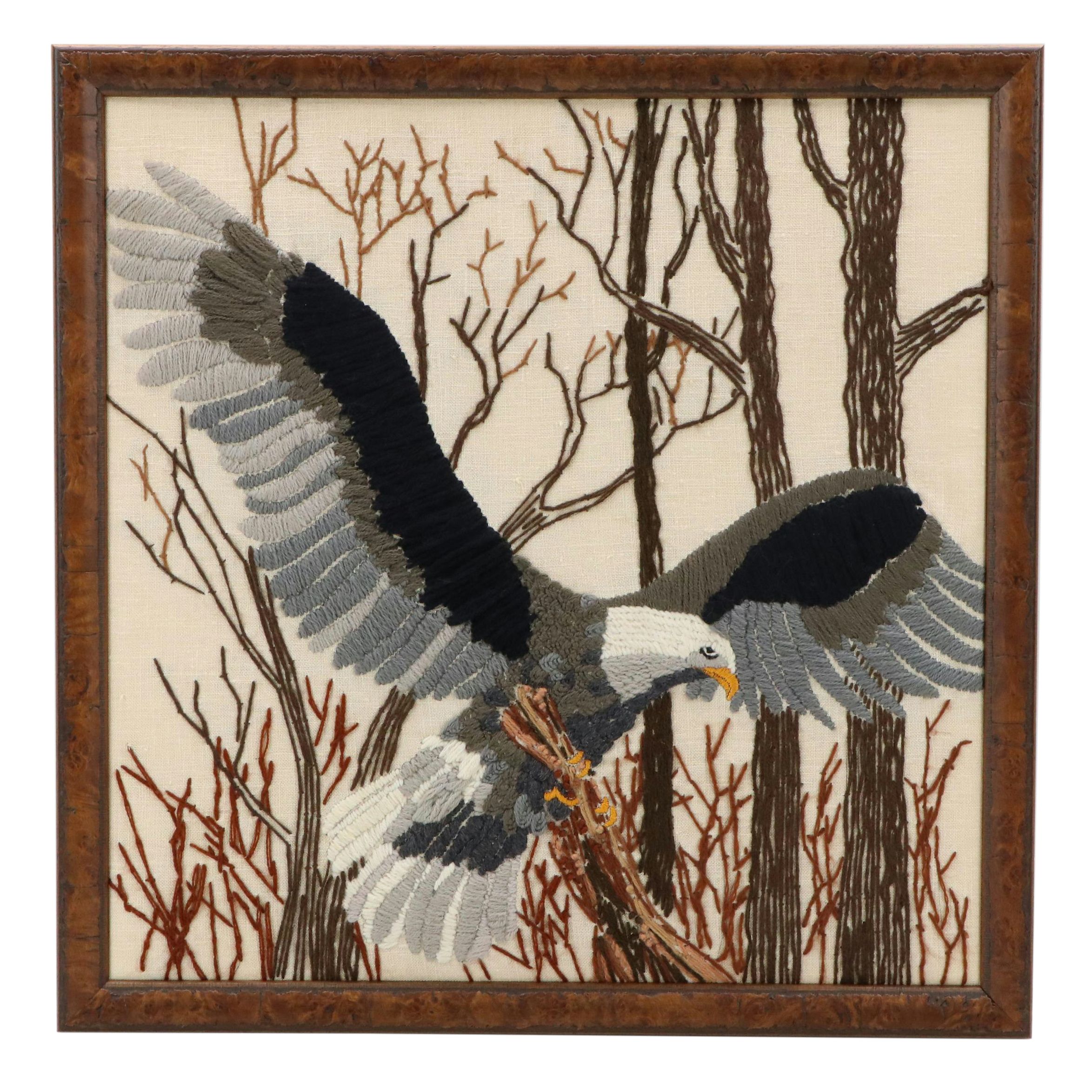 Sue White Handmade Embroidery of Bald Eagle