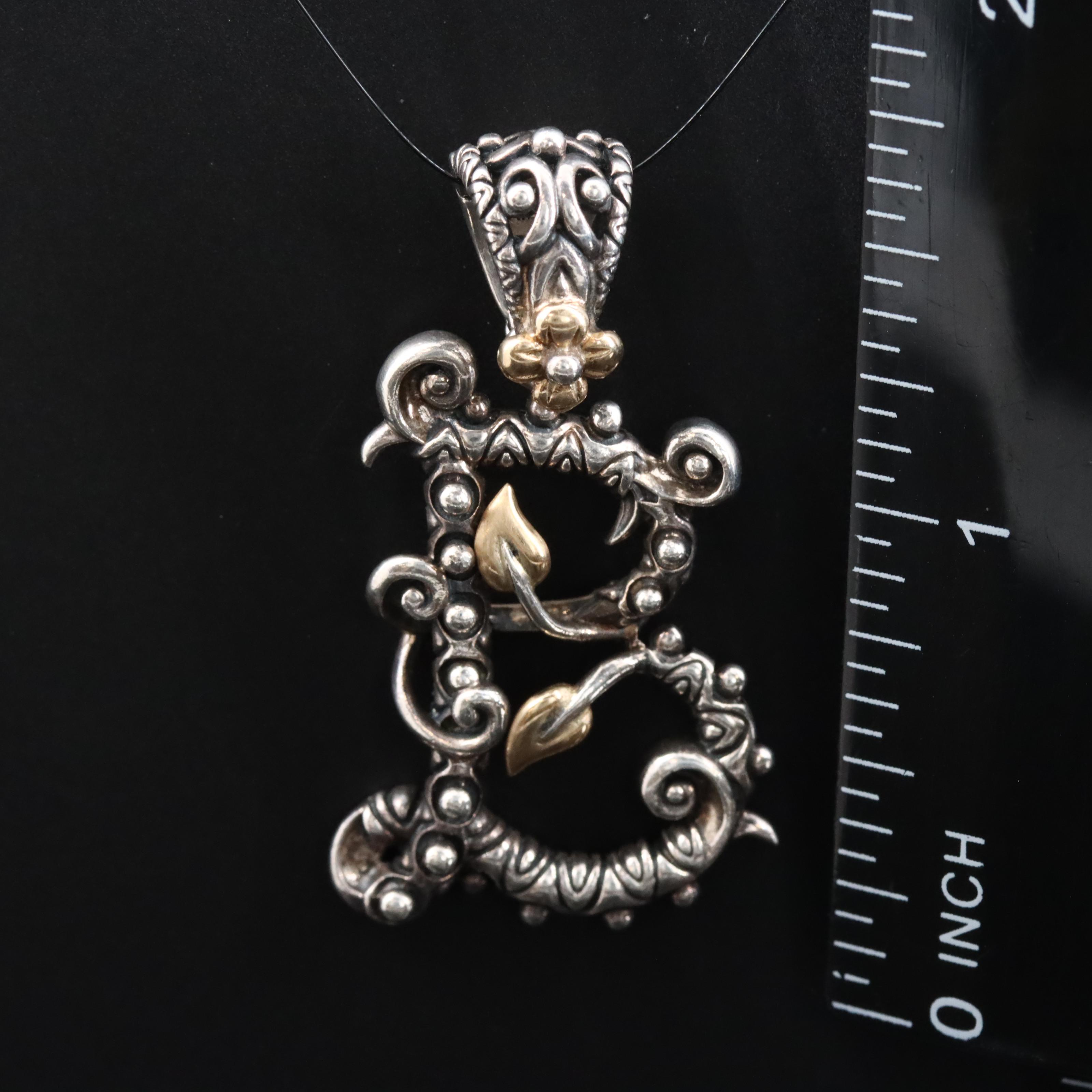 Barbara Bixby Sterling "B" Enhancer Pendant with 18K Accents