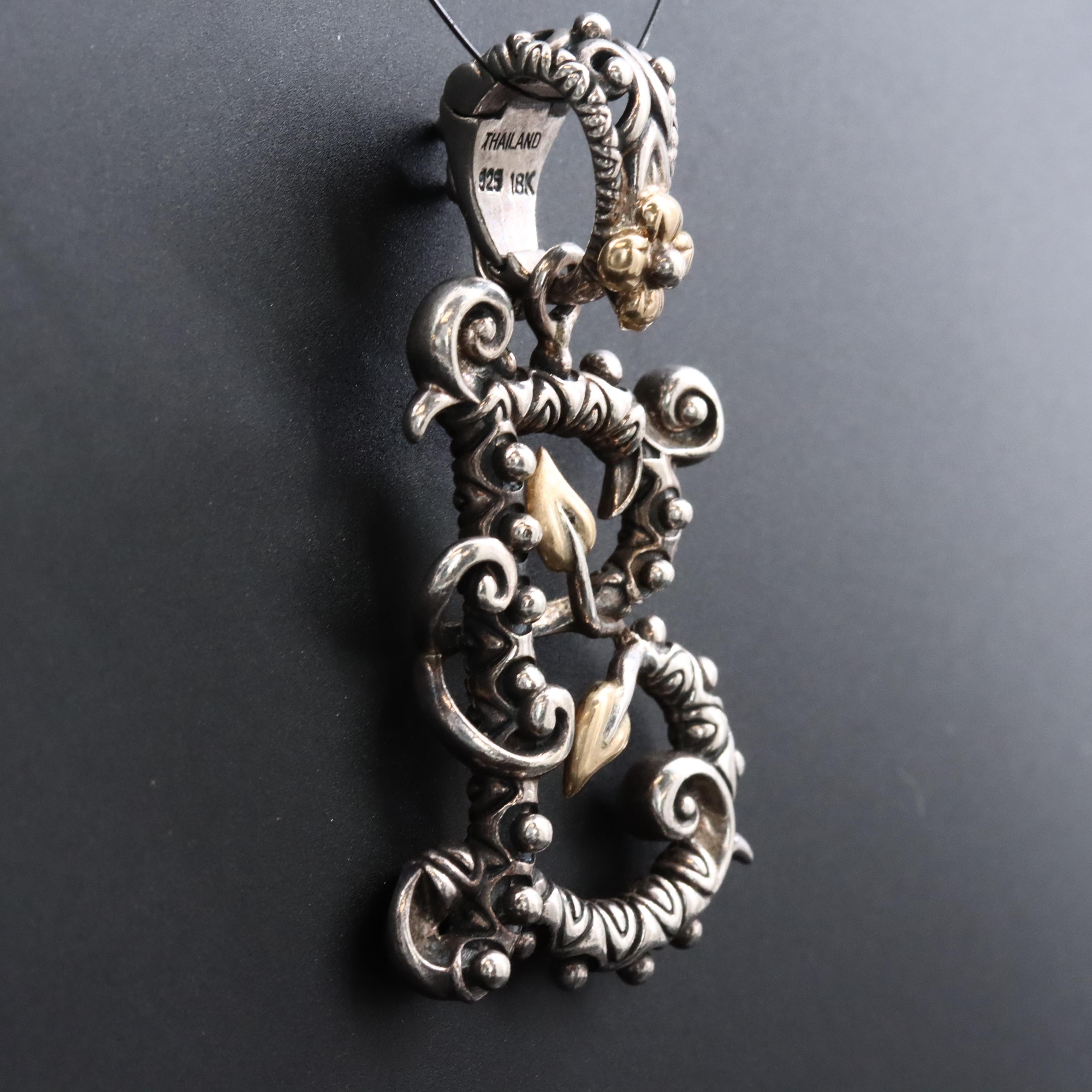 Barbara Bixby Sterling "B" Enhancer Pendant with 18K Accents