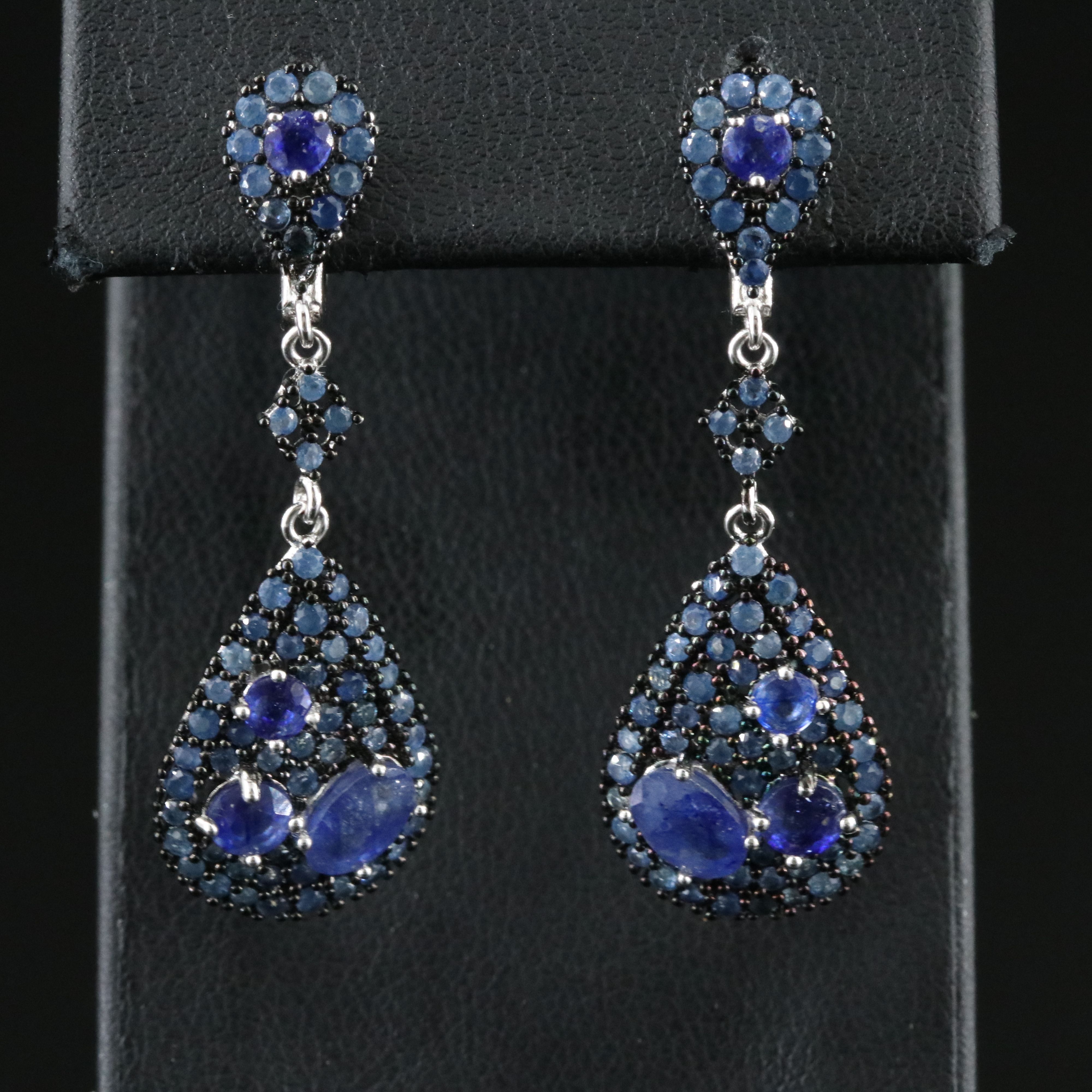 Sterling Filled Corundum and Sapphire Earrings