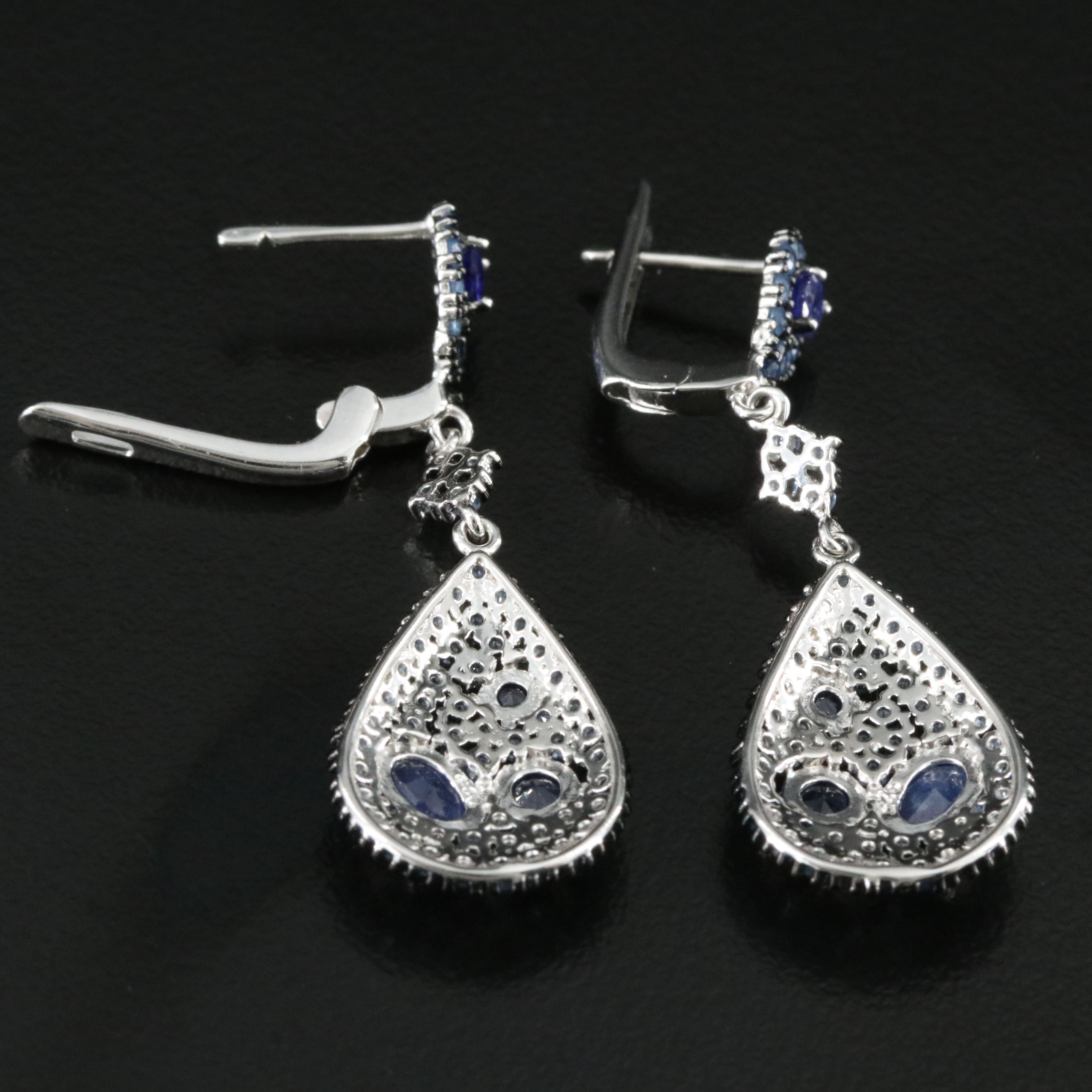 Sterling Filled Corundum and Sapphire Earrings