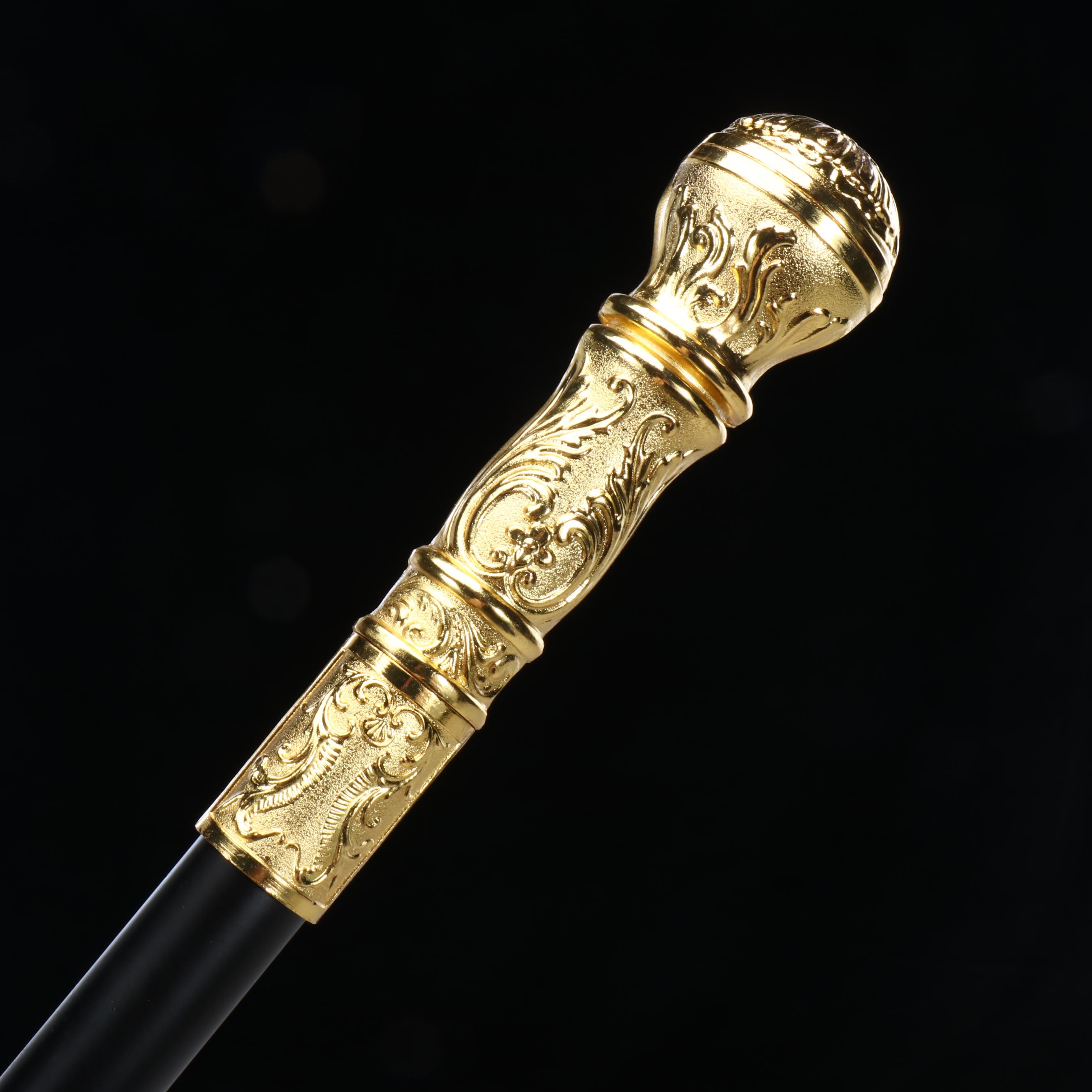Gold Embossed Acanthus Leaf Handle Sword Cane
