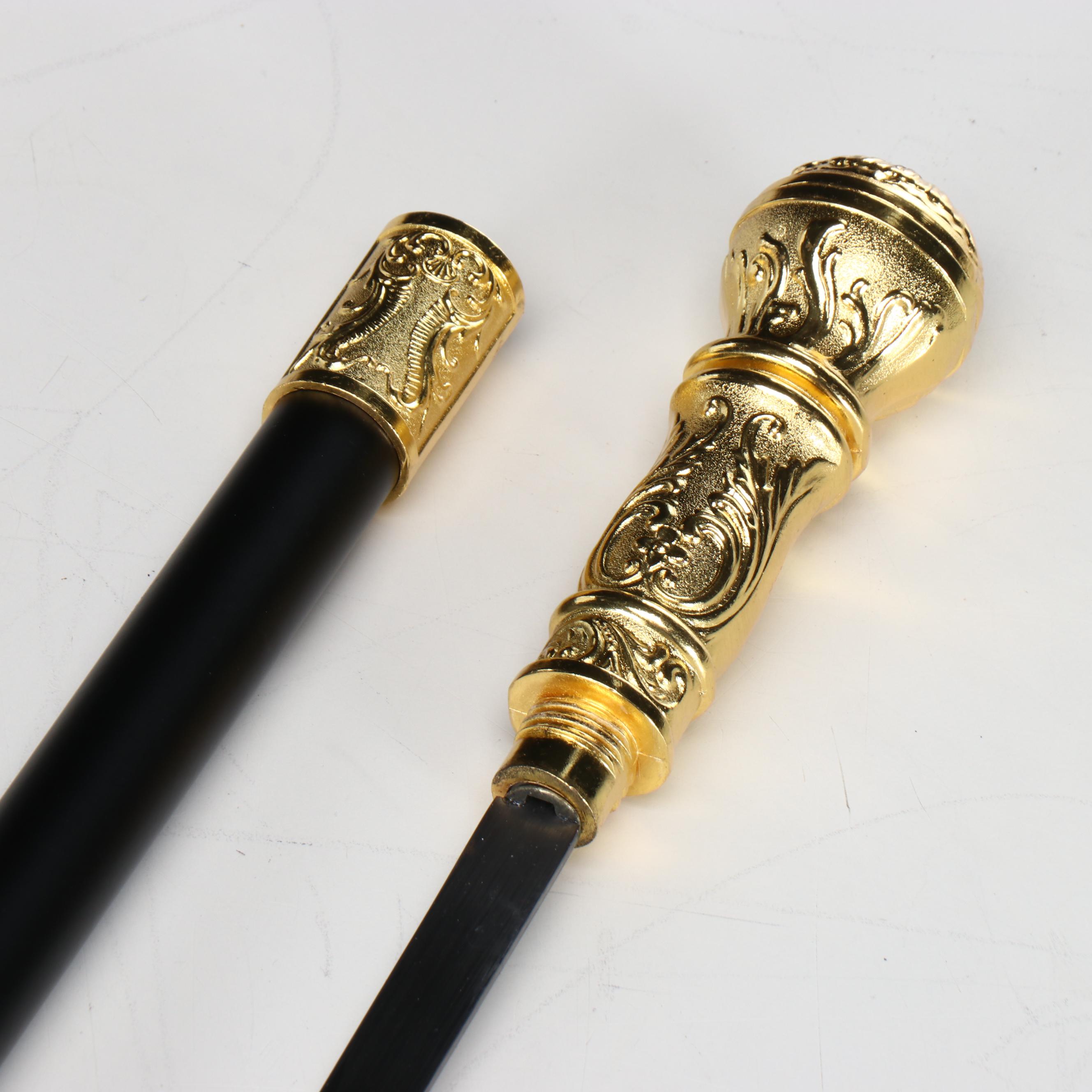 Gold Embossed Acanthus Leaf Handle Sword Cane