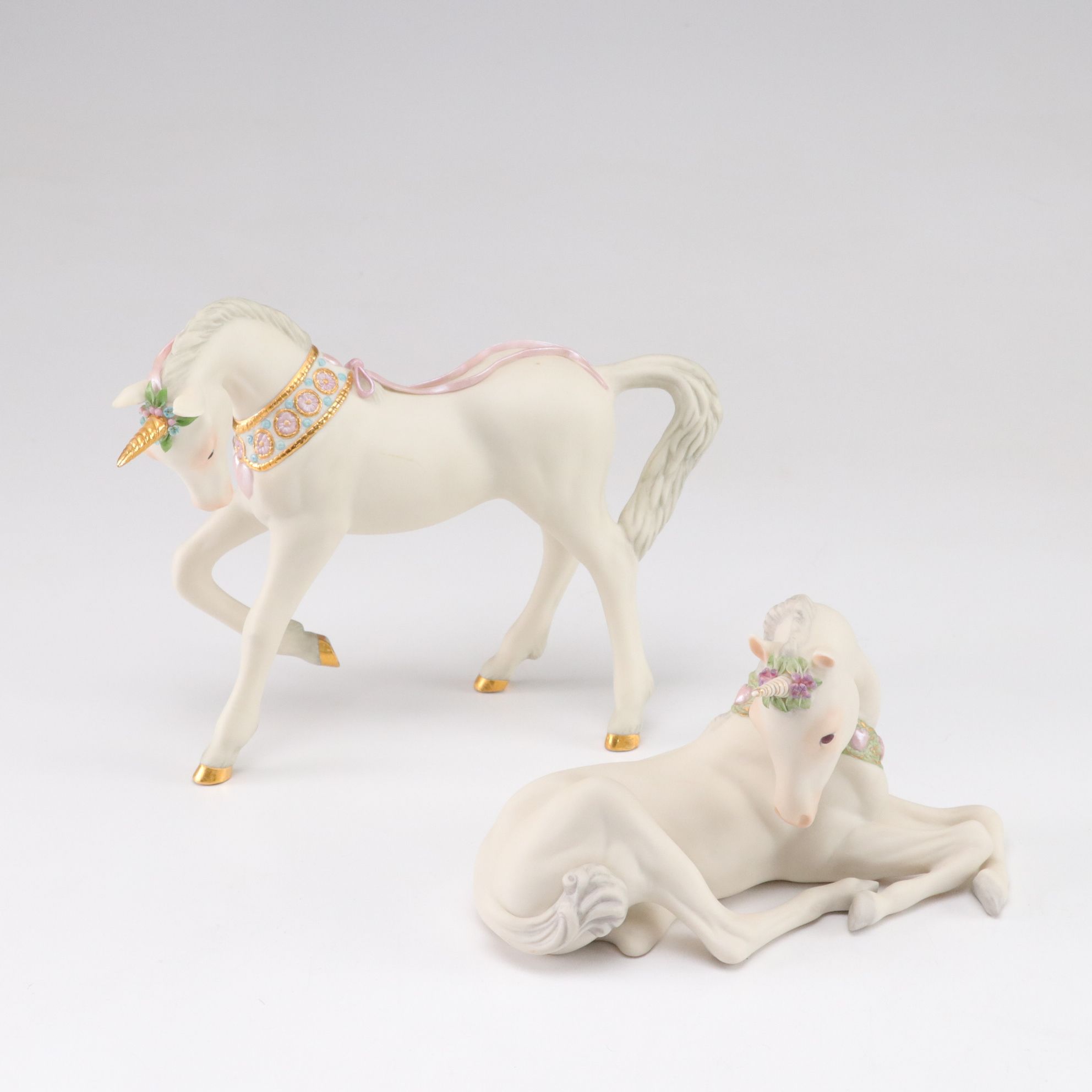 Cybis "Sir Bailey" and "Lord Bentley" Porcelain Unicorn Figurines