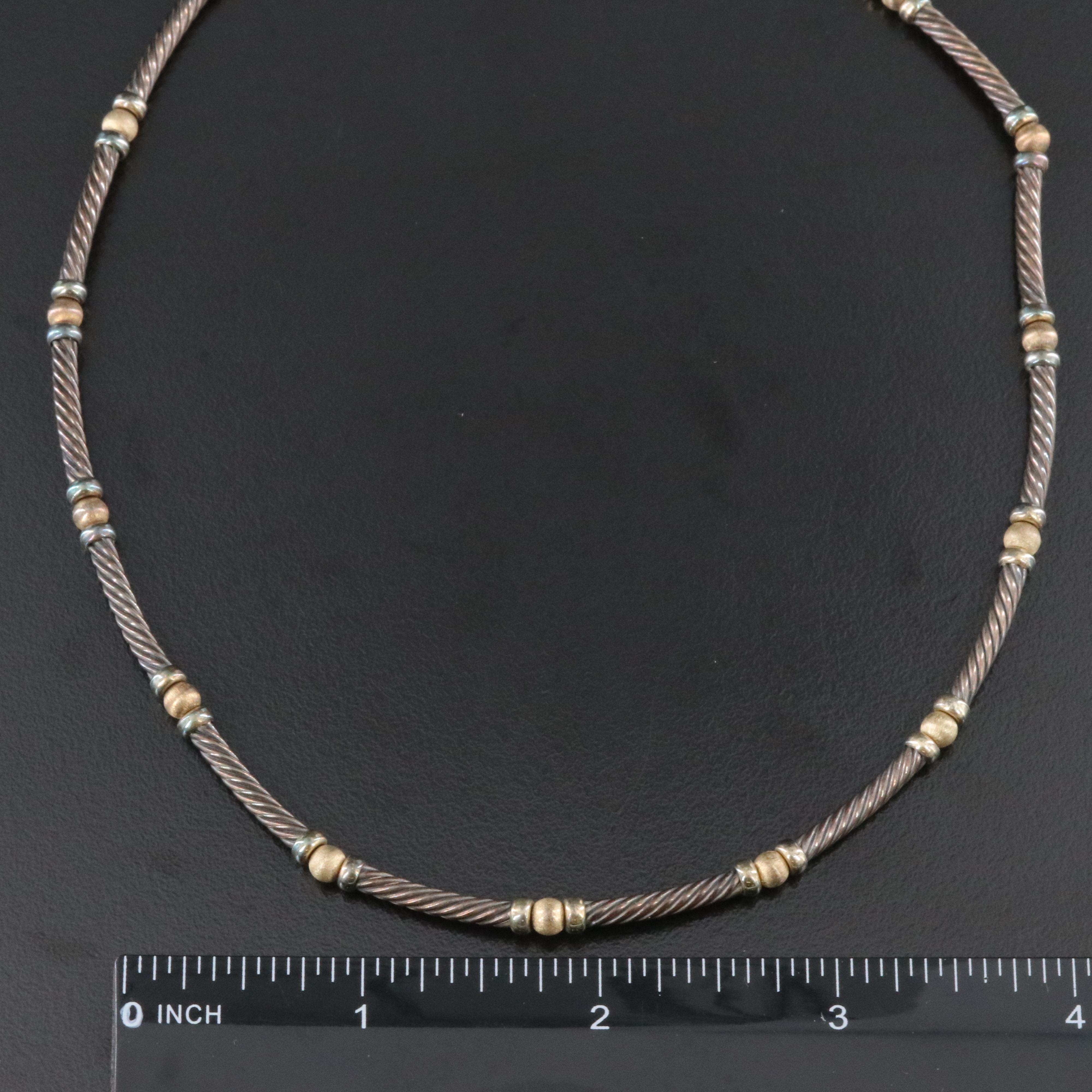 David Yurman Sterling and 14K Hampton Necklace and Wheat Chain Bracelet