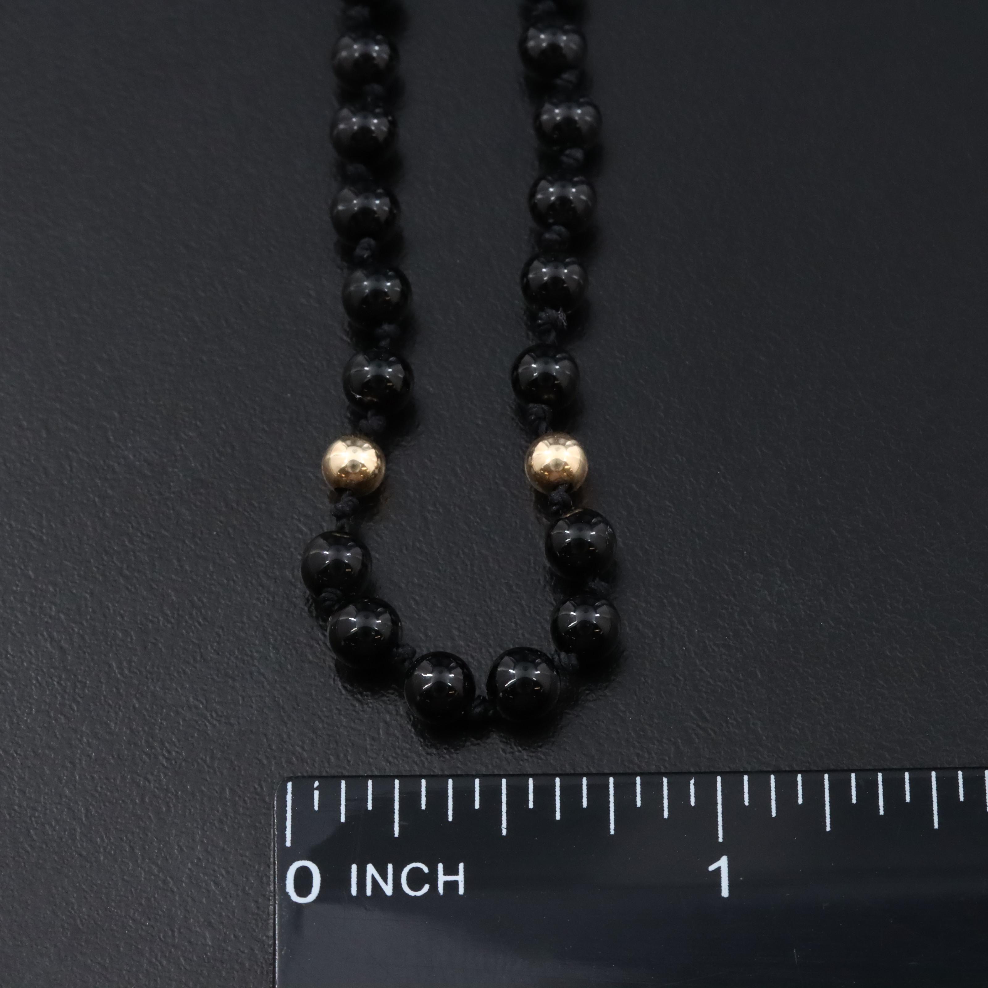 14K Black Onyx Bead Necklace